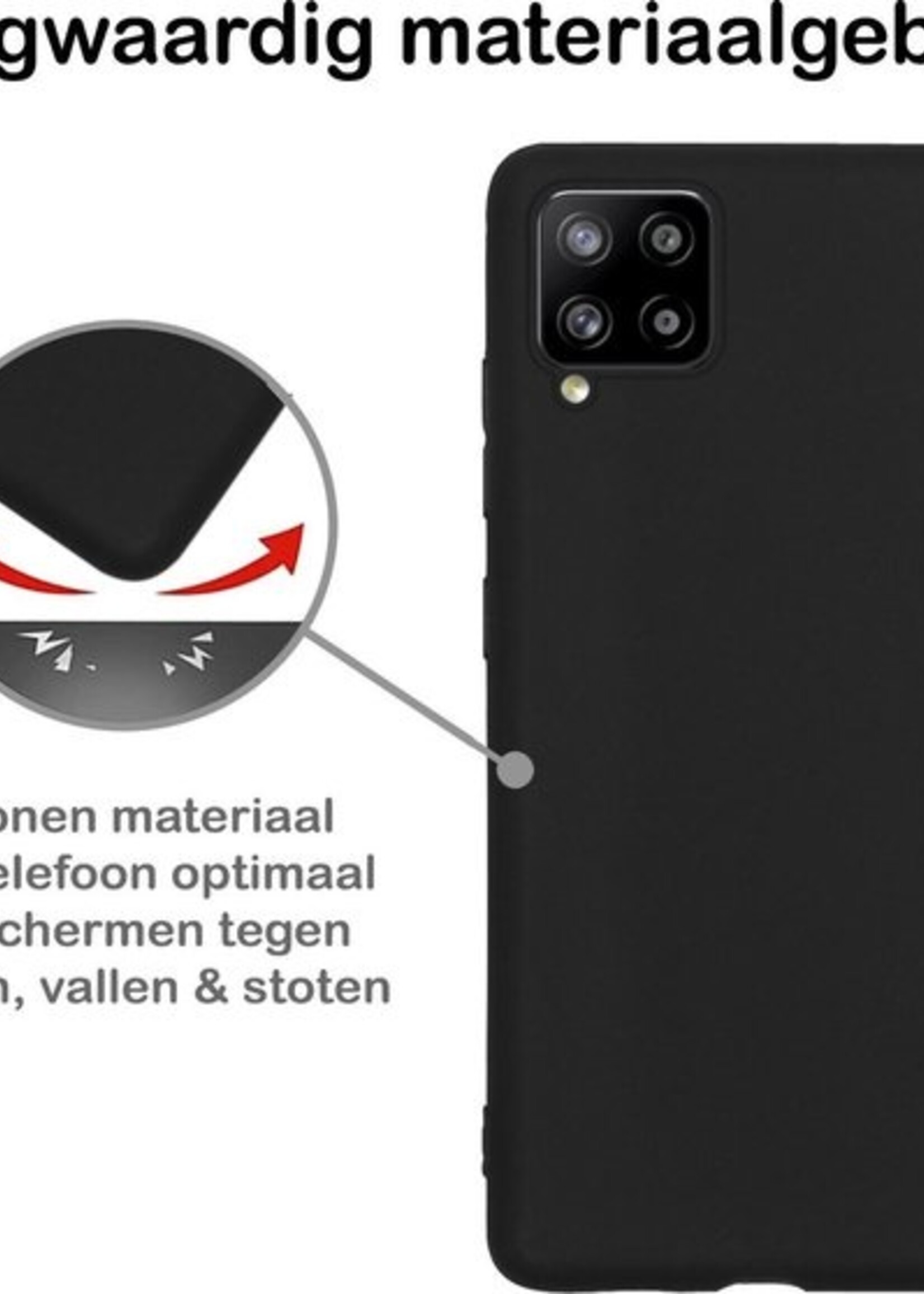 BTH Hoesje Geschikt voor Samsung A42 Hoesje Siliconen Case Hoes Met 2x Screenprotector - Hoes Geschikt voor Samsung Galaxy A42 Hoes Cover Case - Zwart