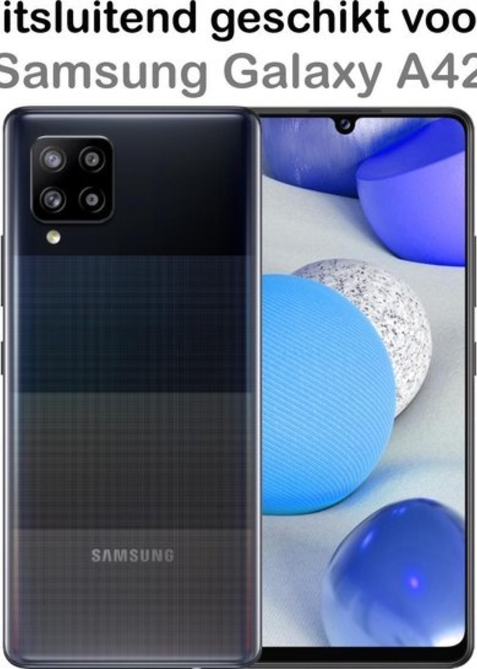 BTH Hoesje Geschikt voor Samsung A42 Hoesje Siliconen Case Hoes Met 2x Screenprotector - Hoes Geschikt voor Samsung Galaxy A42 Hoes Cover Case - Zwart