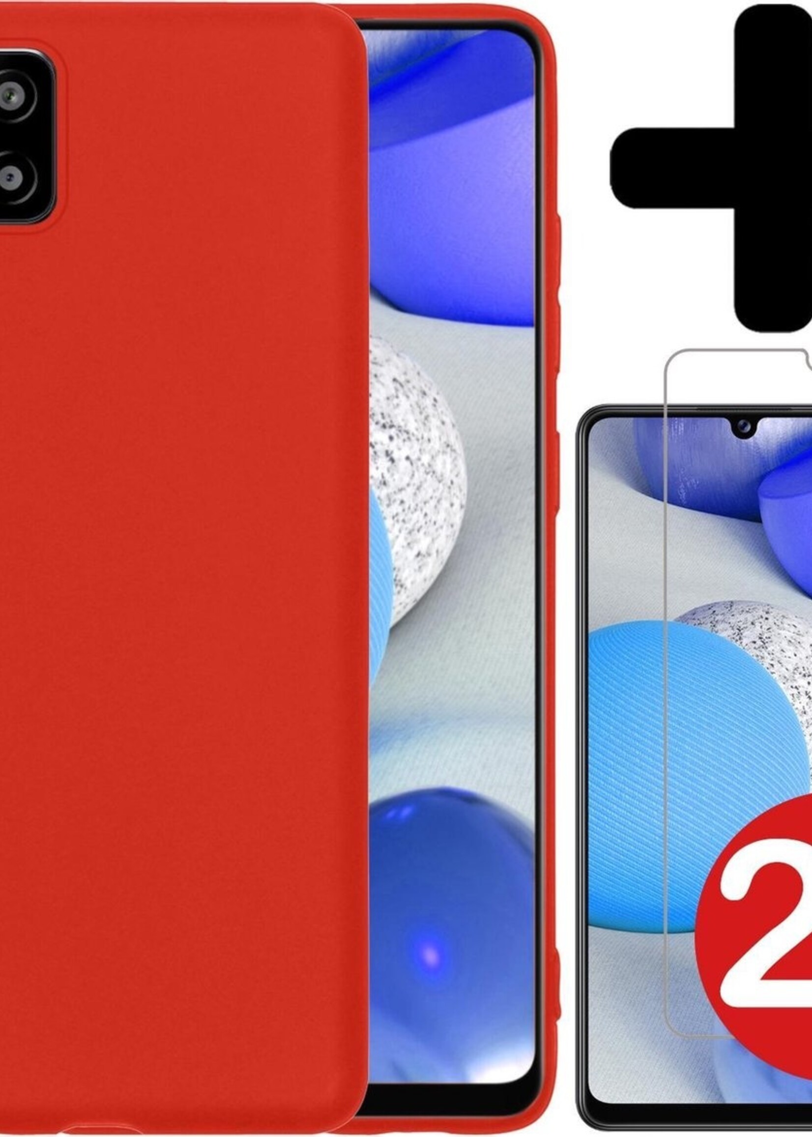 BTH Hoesje Geschikt voor Samsung A42 Hoesje Siliconen Case Hoes Met 2x Screenprotector - Hoes Geschikt voor Samsung Galaxy A42 Hoes Cover Case - Rood
