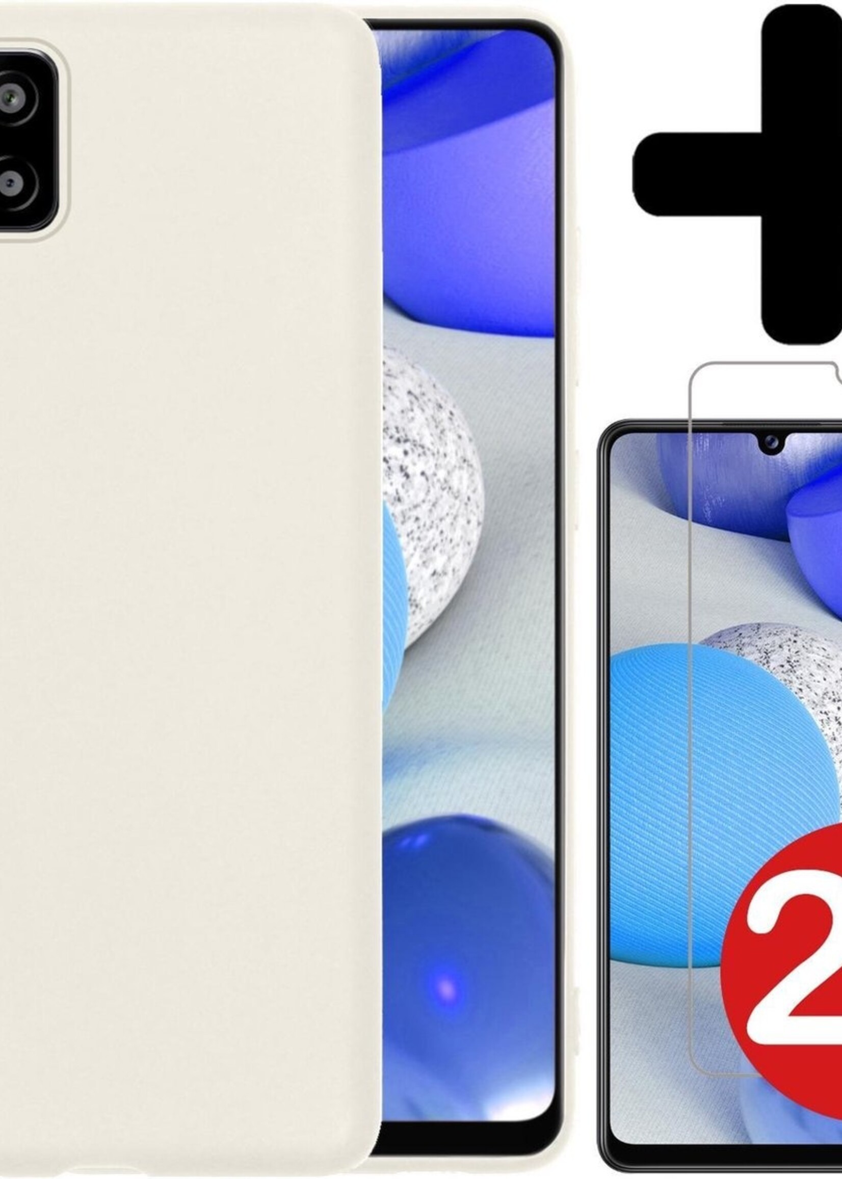 BTH Hoesje Geschikt voor Samsung A42 Hoesje Siliconen Case Hoes Met 2x Screenprotector - Hoes Geschikt voor Samsung Galaxy A42 Hoes Cover Case - Wit