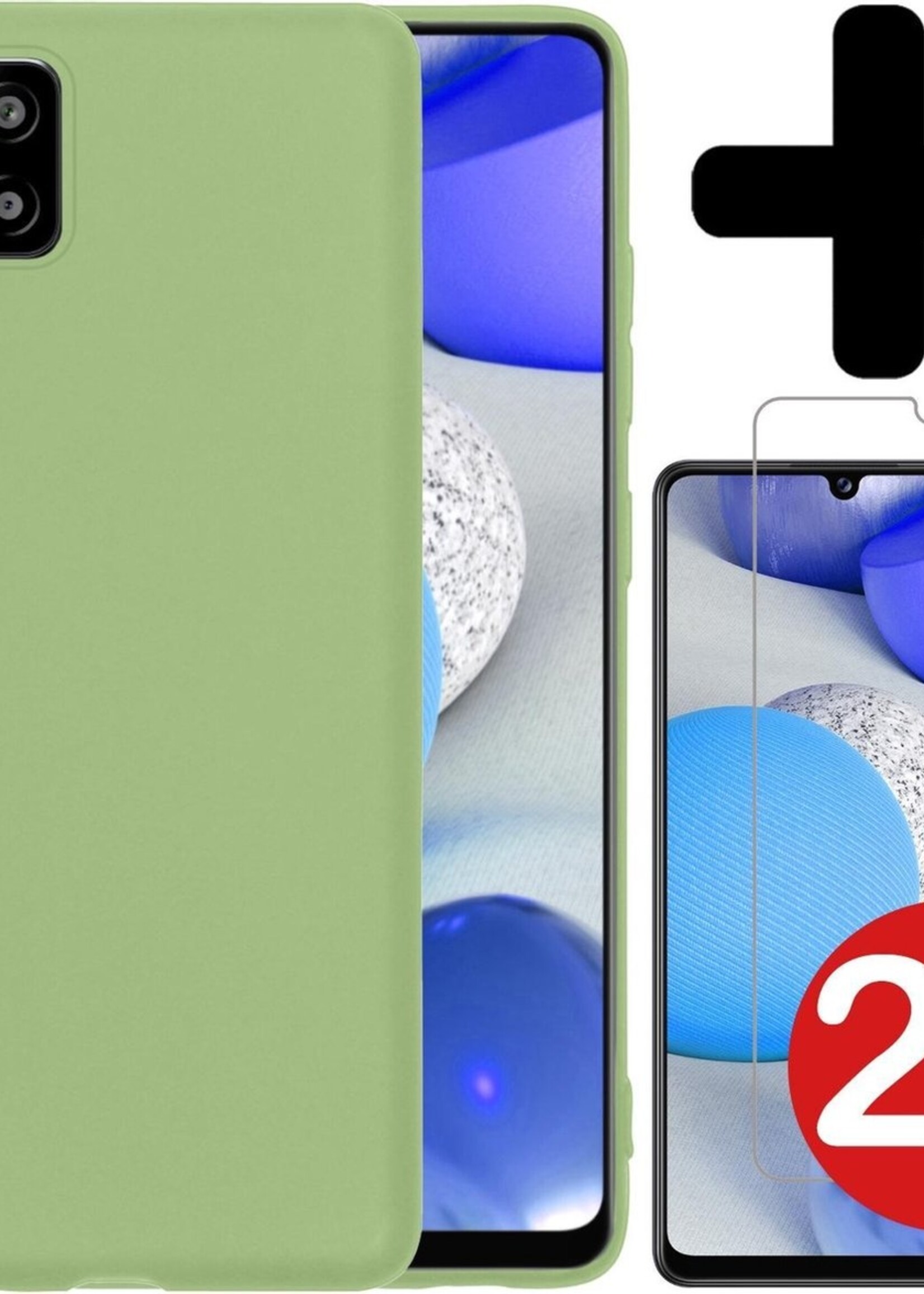 BTH Hoesje Geschikt voor Samsung A42 Hoesje Siliconen Case Hoes Met 2x Screenprotector - Hoes Geschikt voor Samsung Galaxy A42 Hoes Cover Case - Groen