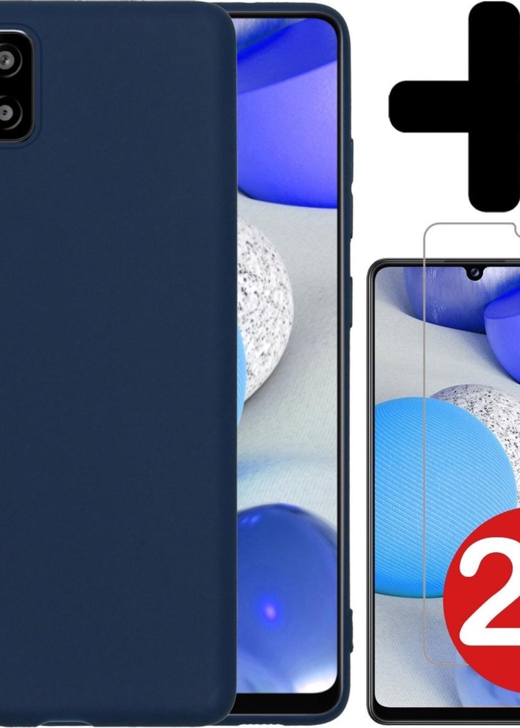 BTH Hoesje Geschikt voor Samsung A42 Hoesje Siliconen Case Hoes Met 2x Screenprotector - Hoes Geschikt voor Samsung Galaxy A42 Hoes Cover Case - Donkerblauw