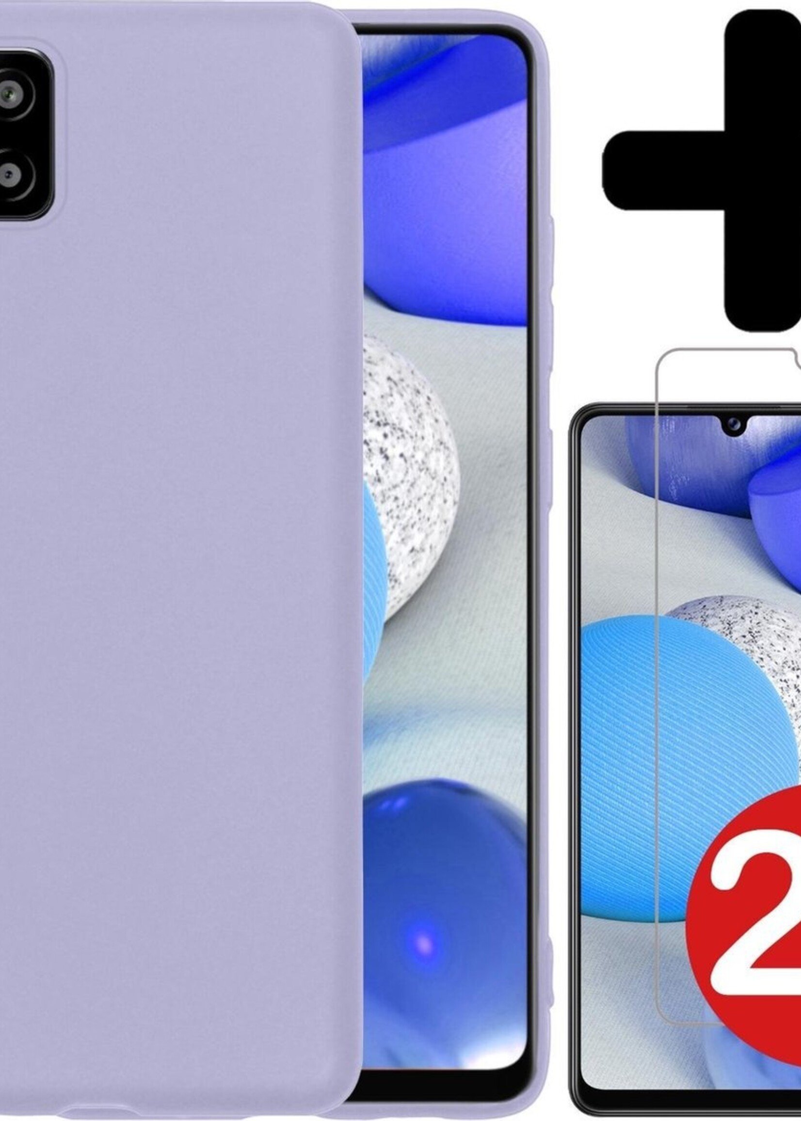 BTH Hoesje Geschikt voor Samsung A42 Hoesje Siliconen Case Hoes Met 2x Screenprotector - Hoes Geschikt voor Samsung Galaxy A42 Hoes Cover Case - Lila