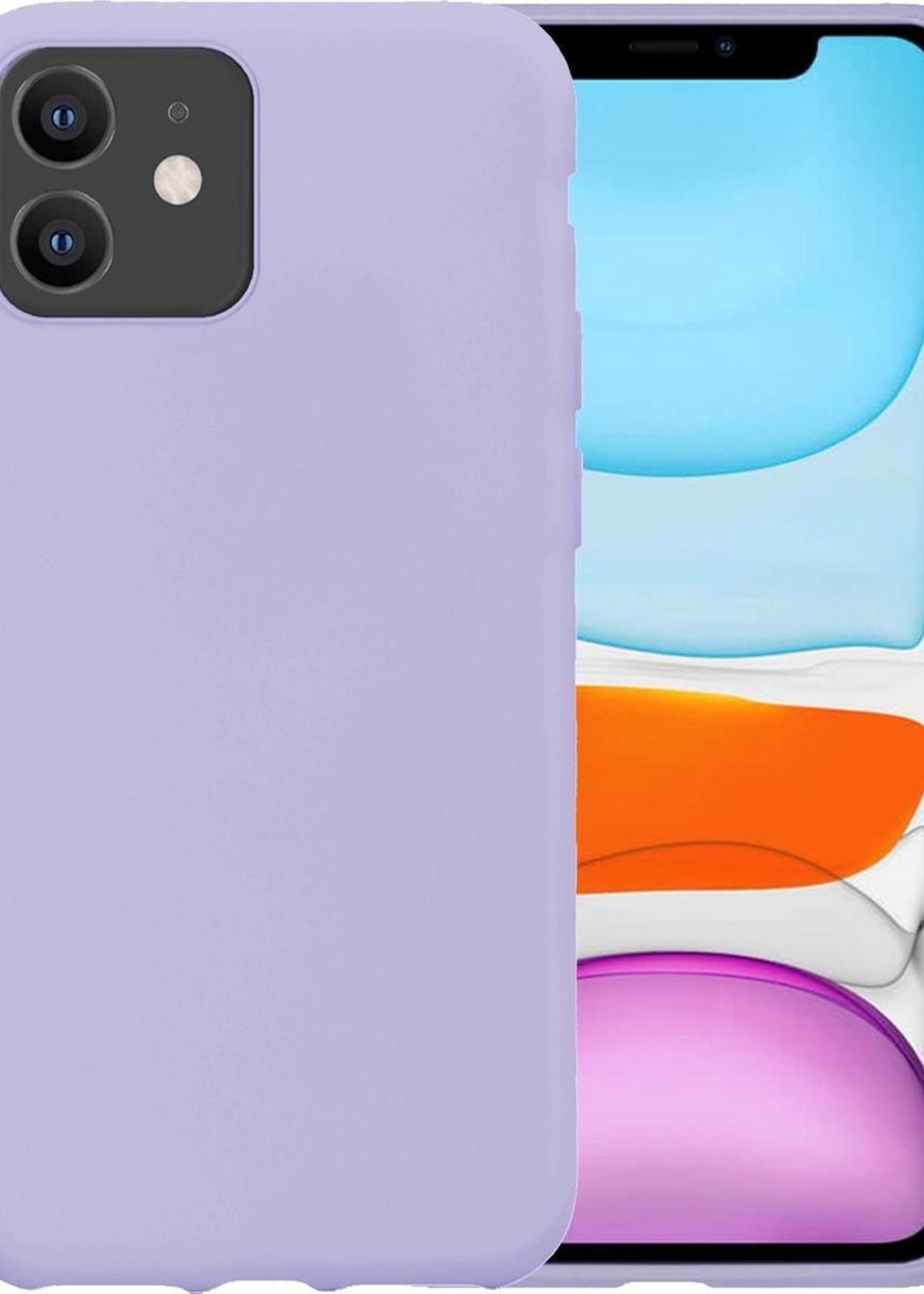 BTH Hoesje Geschikt voor iPhone 11 Hoesje Siliconen Case Hoes - Hoes Geschikt voor iPhone 11 Hoes Cover Case - Lila