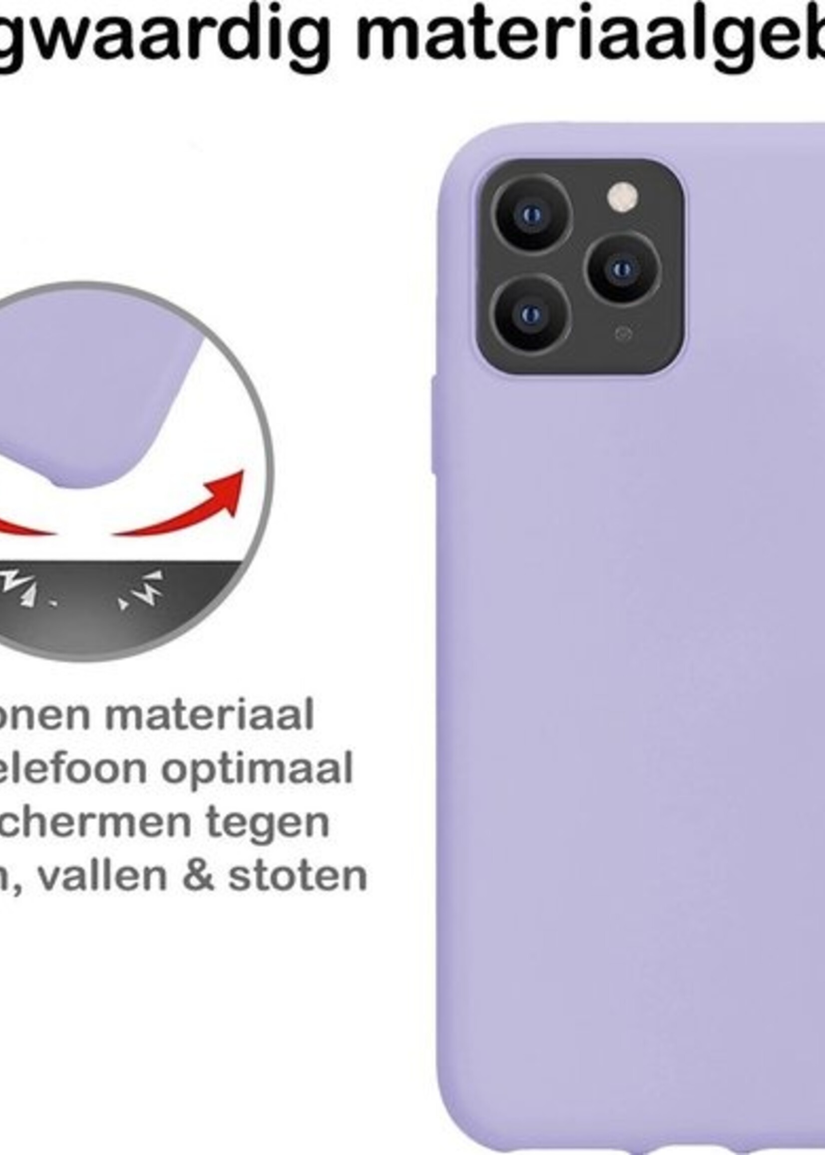 BTH Hoesje Geschikt voor iPhone 11 Pro Hoesje Siliconen Case Hoes - Hoes Geschikt voor iPhone 11 Pro Hoes Cover Case - Lila