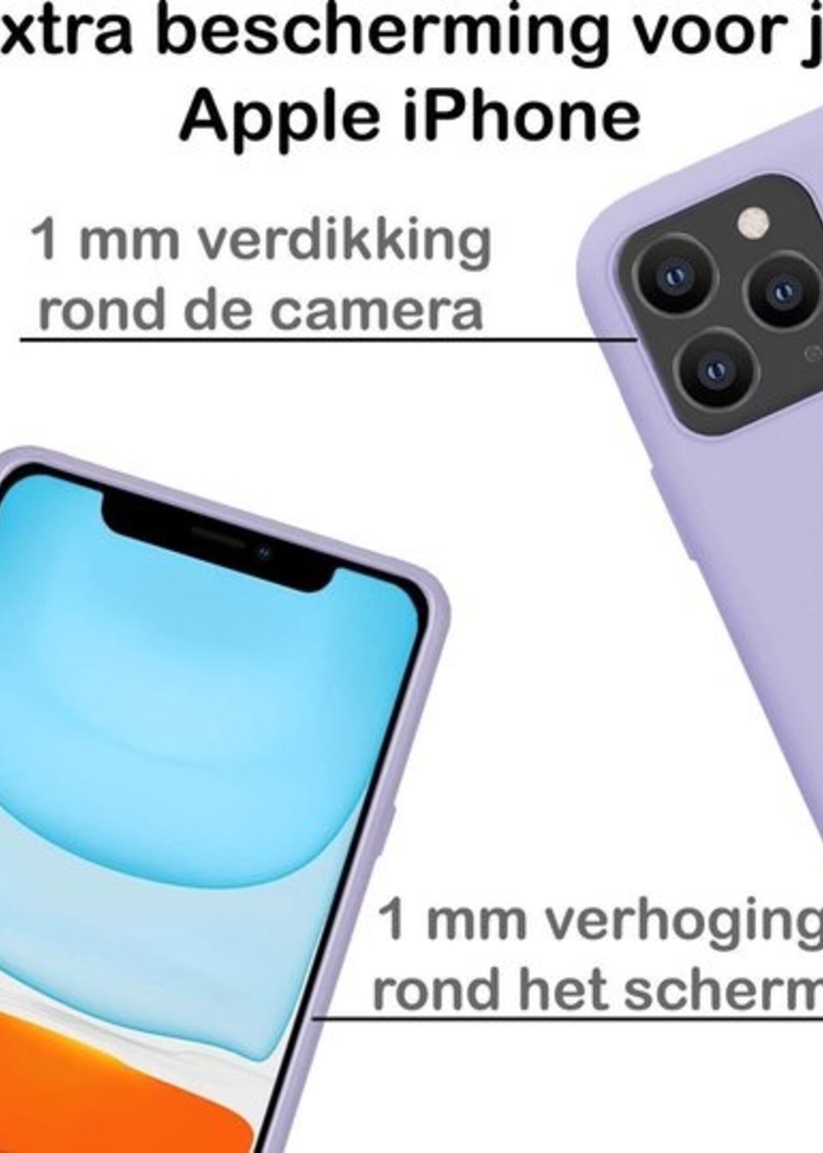 BTH Hoesje Geschikt voor iPhone 11 Pro Max Hoesje Siliconen Case Hoes Met Screenprotector - Hoes Geschikt voor iPhone 11 Pro Max Hoes Cover Case - Lila