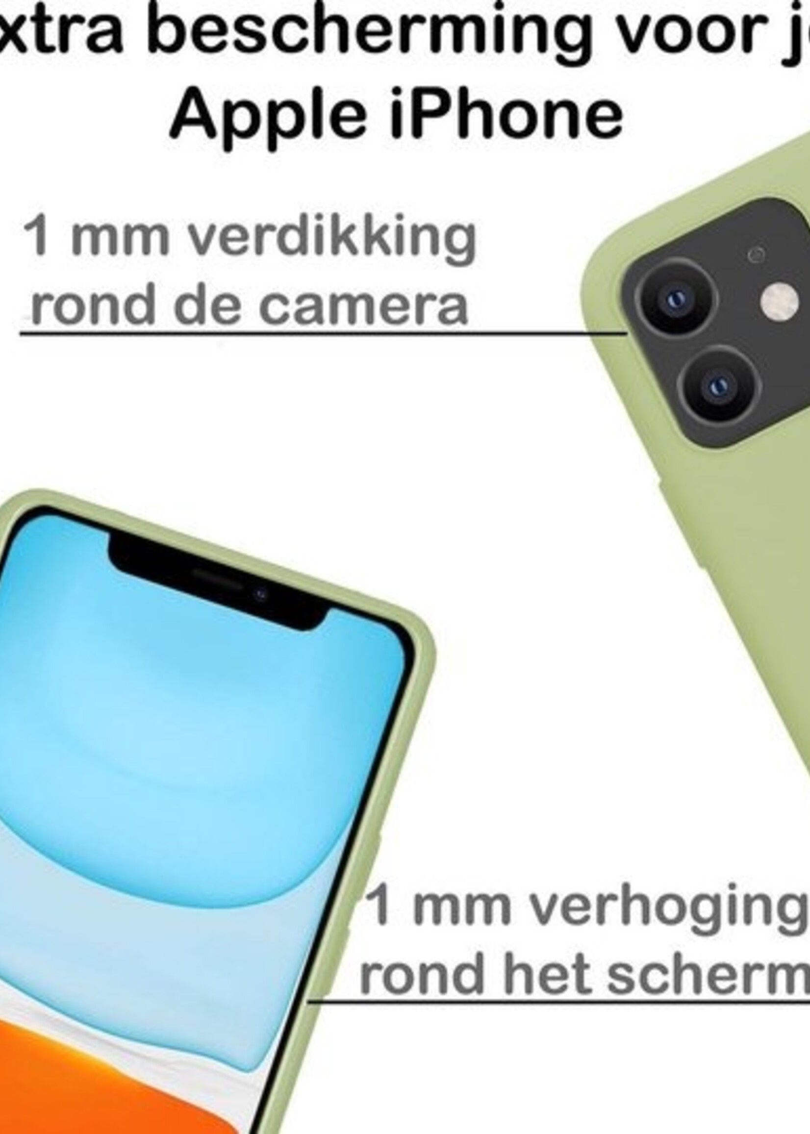 BTH Hoesje Geschikt voor iPhone 11 Hoesje Siliconen Case Hoes Met 2x Screenprotector - Hoes Geschikt voor iPhone 11 Hoes Cover Case - Groen
