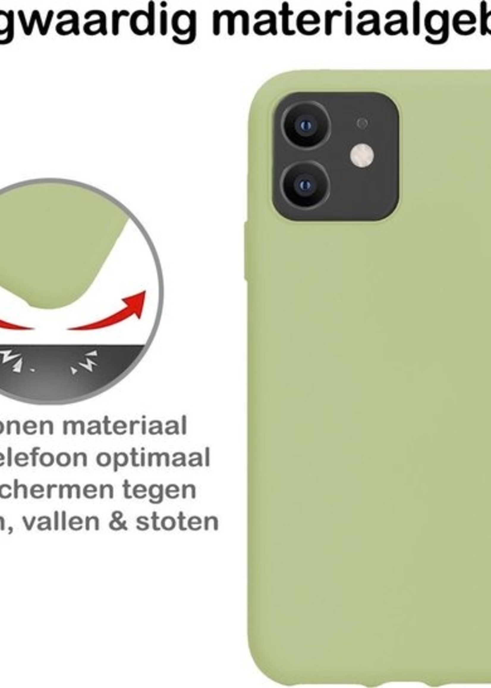 BTH Hoesje Geschikt voor iPhone 11 Hoesje Siliconen Case Hoes Met 2x Screenprotector - Hoes Geschikt voor iPhone 11 Hoes Cover Case - Groen