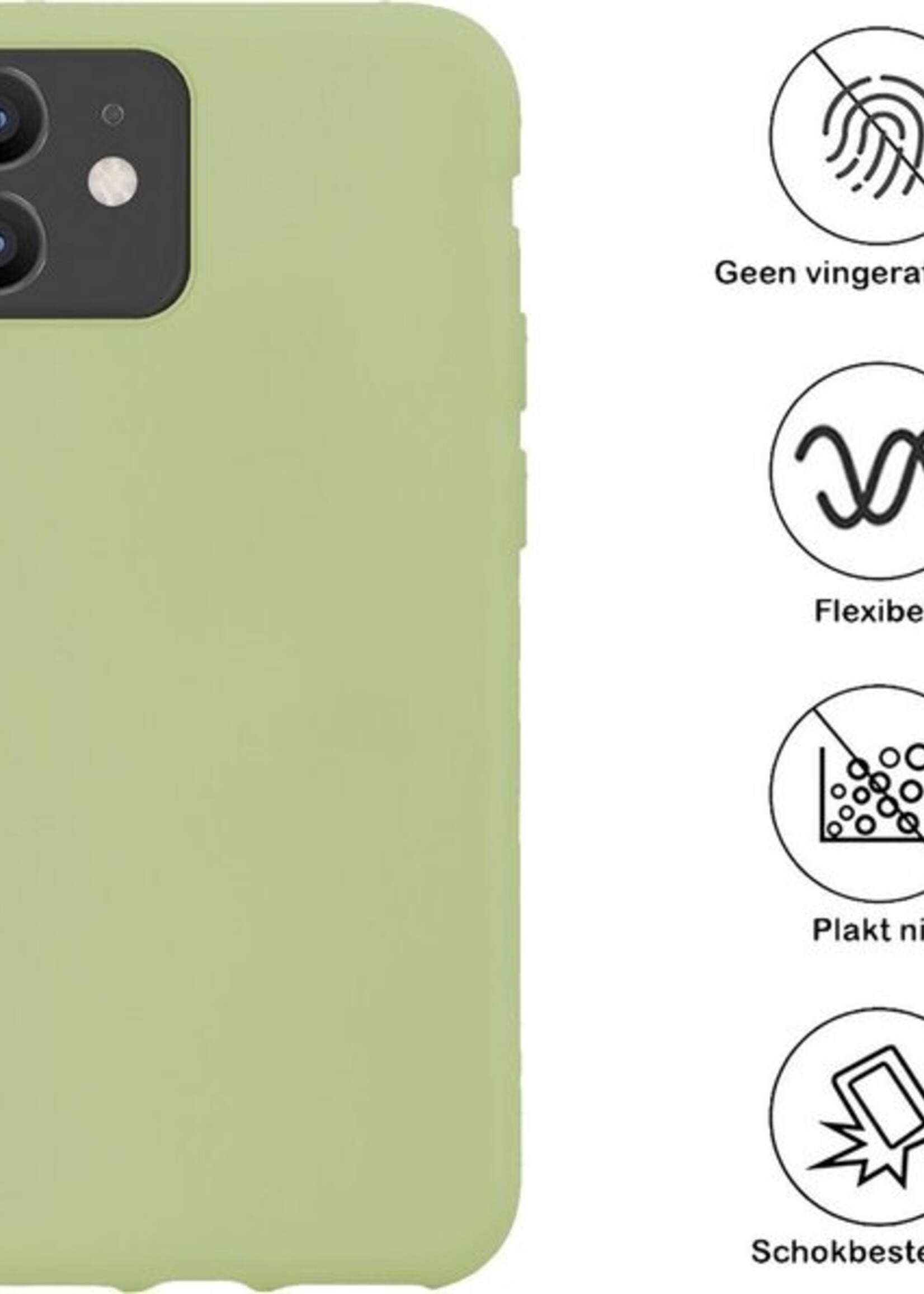 BTH Hoesje Geschikt voor iPhone 11 Hoesje Siliconen Case Hoes Met 2x Screenprotector - Hoes Geschikt voor iPhone 11 Hoes Cover Case - Groen