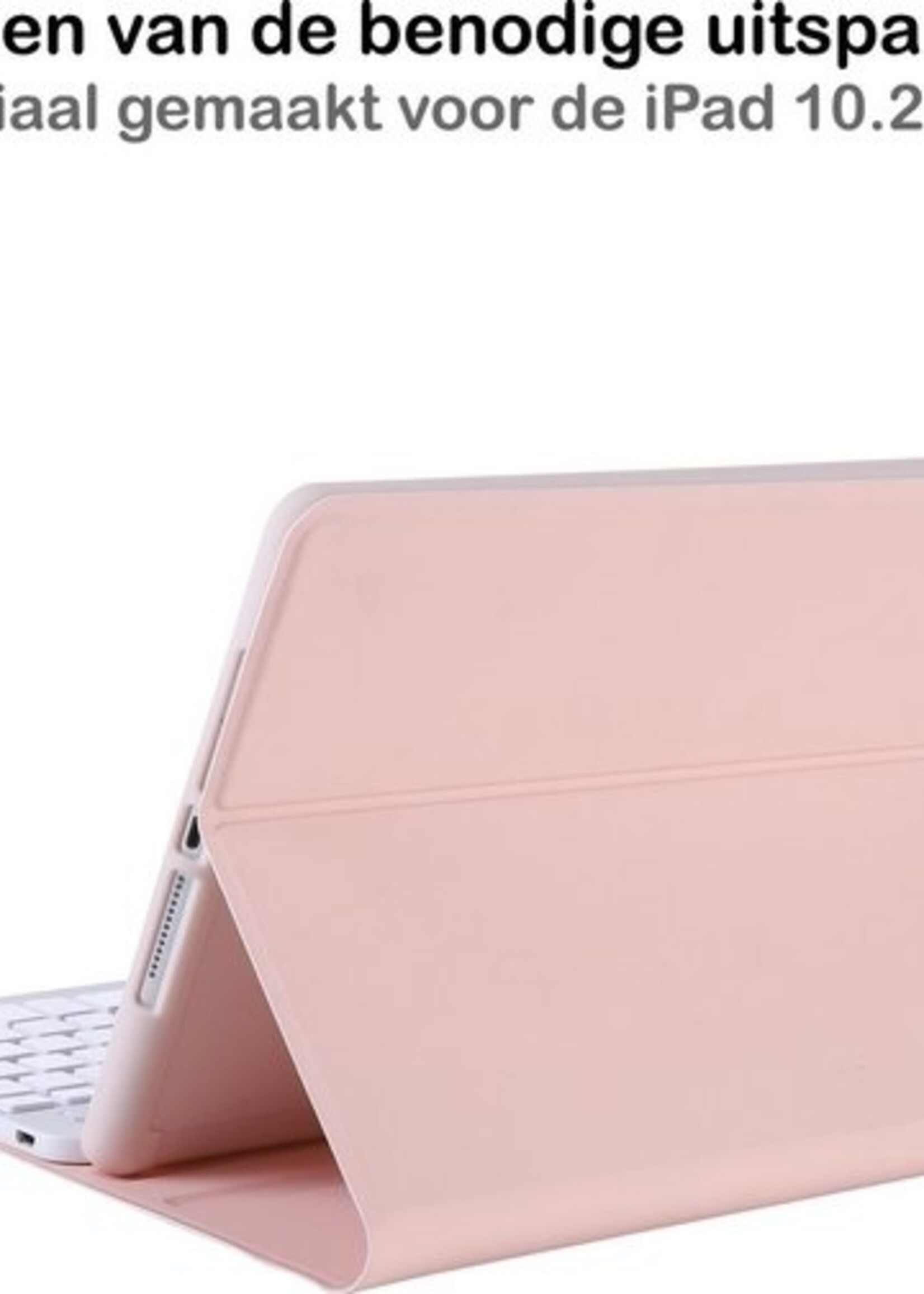 BTH Hoes Geschikt voor iPad 10.2 2020 Hoes Toetsenbord Hoesje Keyboard Case Cover - Hoesje Geschikt voor iPad 8 Hoes Toetsenbord Case - Roze