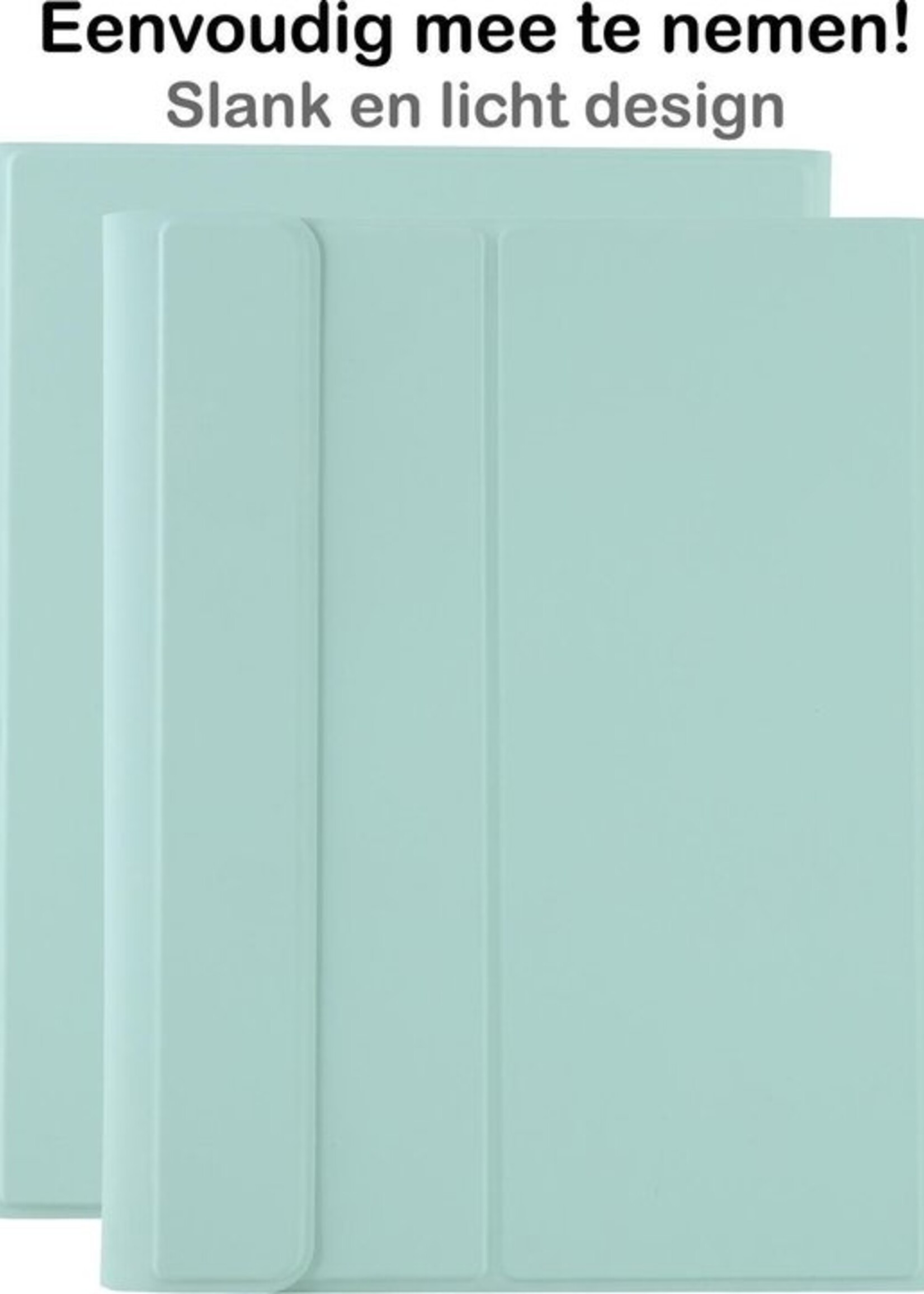 BTH Hoes Geschikt voor iPad 10.2 2020 Hoes Toetsenbord Hoesje Keyboard Case Cover Met Screenprotector - Hoesje Geschikt voor iPad 8 Hoes Toetsenbord Case - Mint Groen