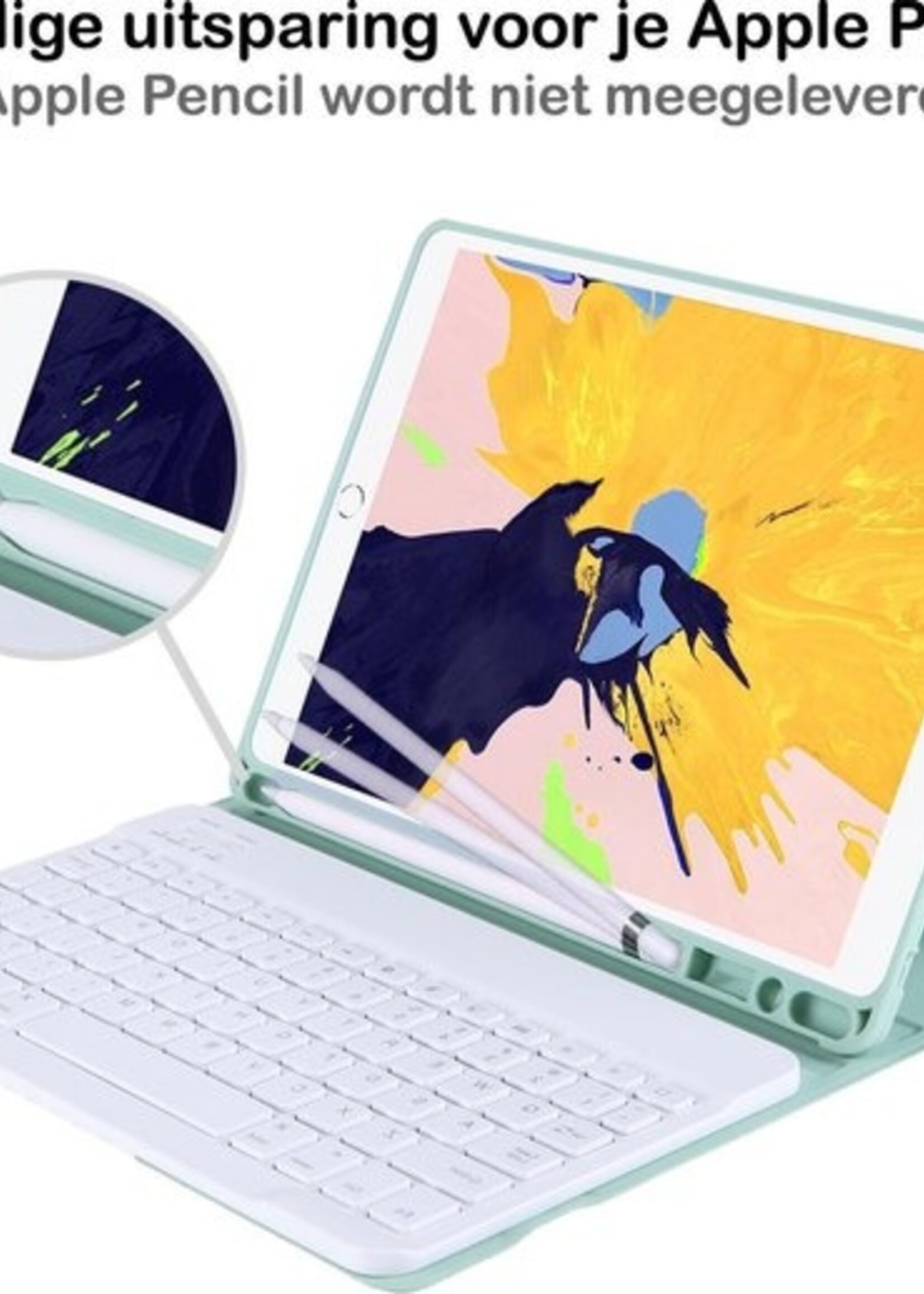 BTH Hoes Geschikt voor iPad 10.2 2019/2020 Hoes Toetsenbord Hoesje Keyboard Case Cover - Hoesje Geschikt voor iPad 7/8 Hoes Toetsenbord Case - Groen