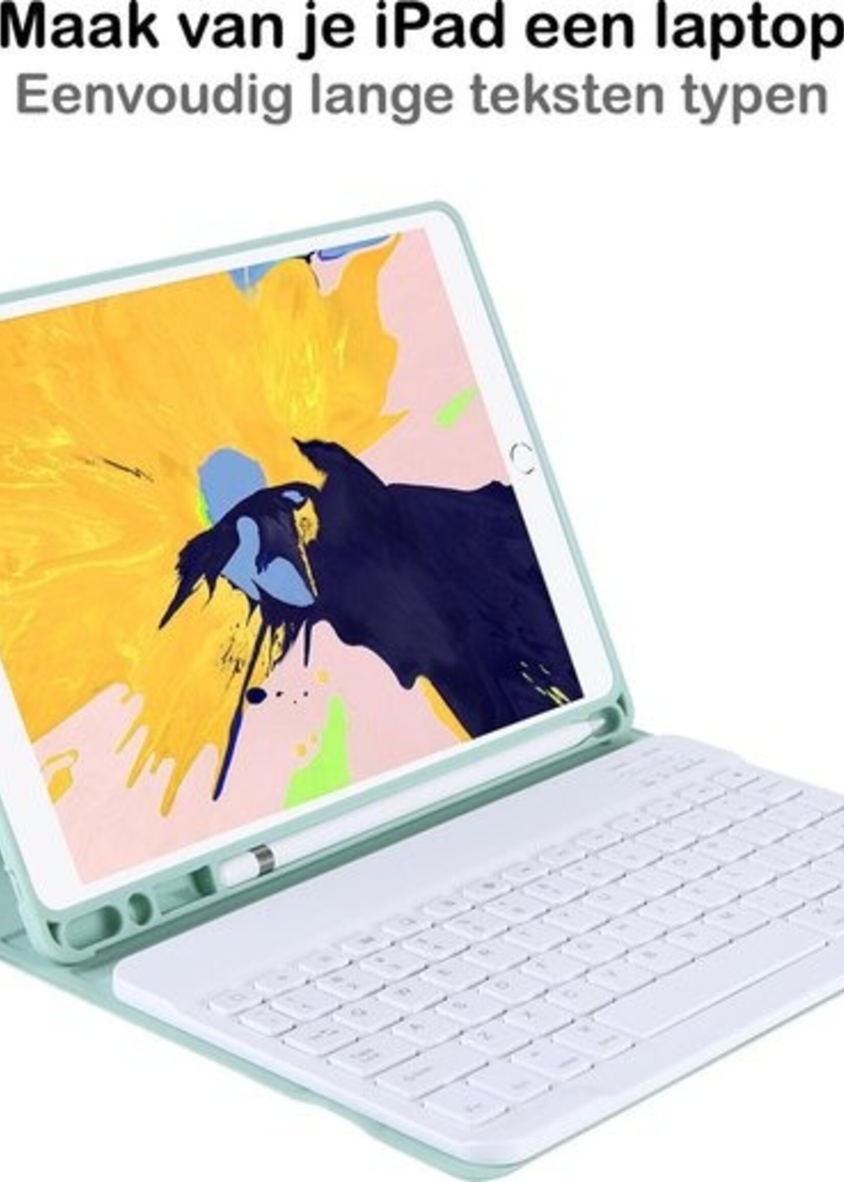 BTH Hoes Geschikt voor iPad 10.2 2019/2020 Hoes Toetsenbord Hoesje Keyboard Case Cover - Hoesje Geschikt voor iPad 7/8 Hoes Toetsenbord Case - Groen