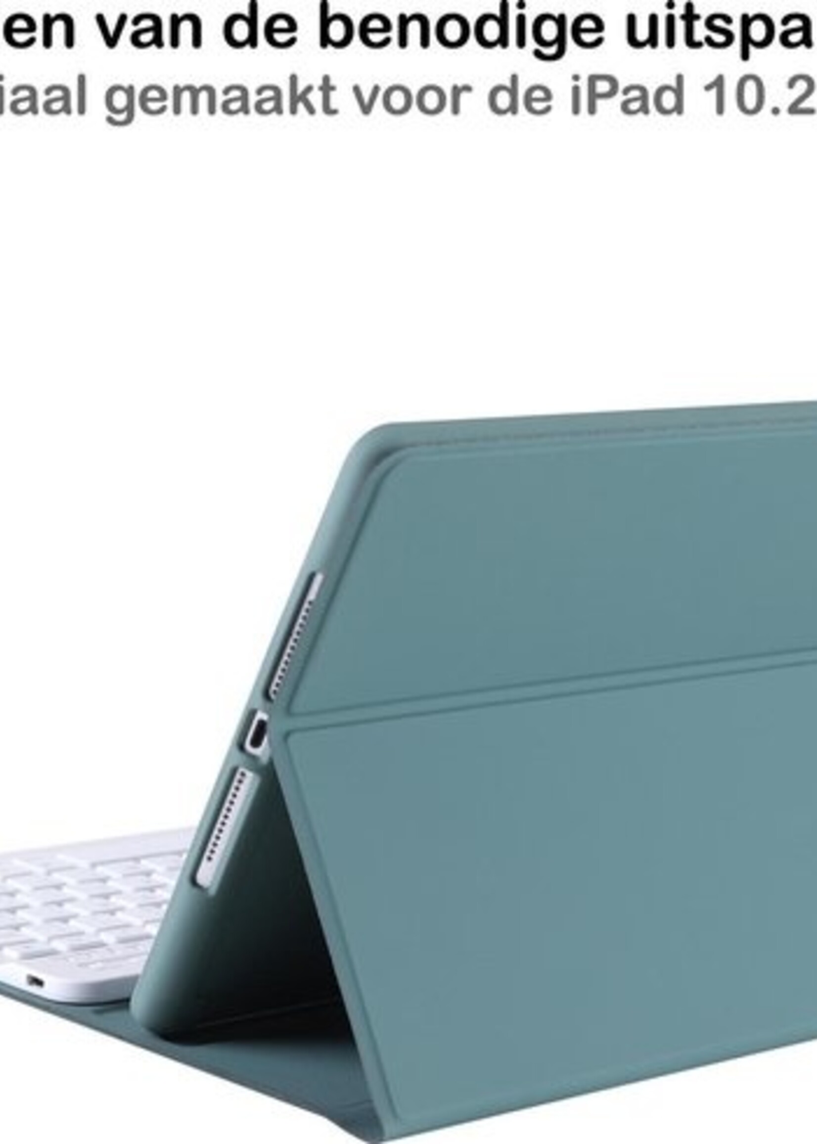BTH Hoes Geschikt voor iPad 10.2 2019/2020 Hoes Toetsenbord Hoesje Keyboard Case Cover Met Screenprotector - Hoesje Geschikt voor iPad 7/8 Hoes Toetsenbord Case - Donkergroen
