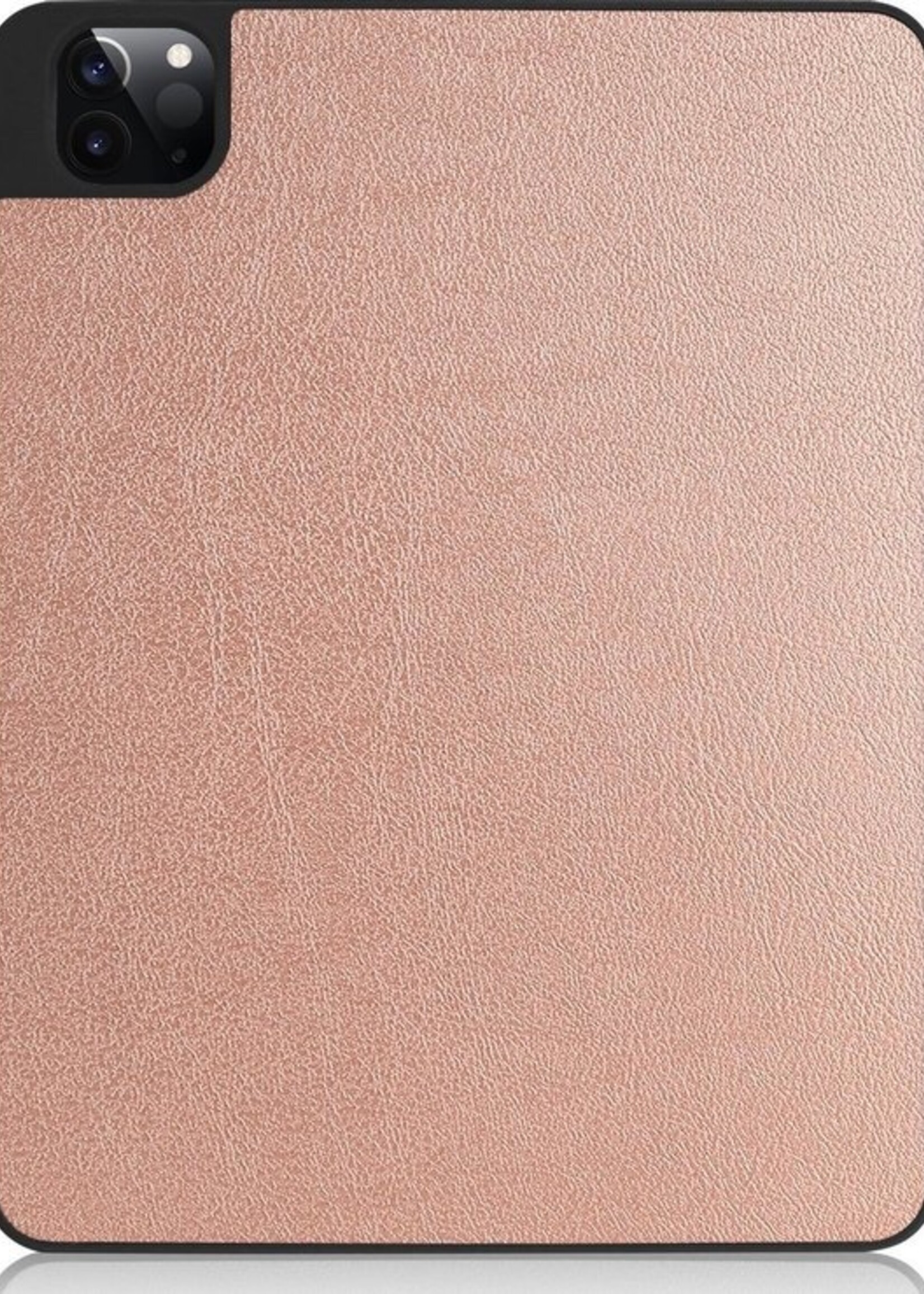 BTH Hoes Geschikt voor iPad Pro 2020 (11 inch) Hoes Book Case Hoesje Trifold Cover Met Uitsparing Geschikt voor Apple Pencil Met Screenprotector - Hoesje Geschikt voor iPad Pro 11 inch (2020) Hoesje Bookcase - Rosé goud