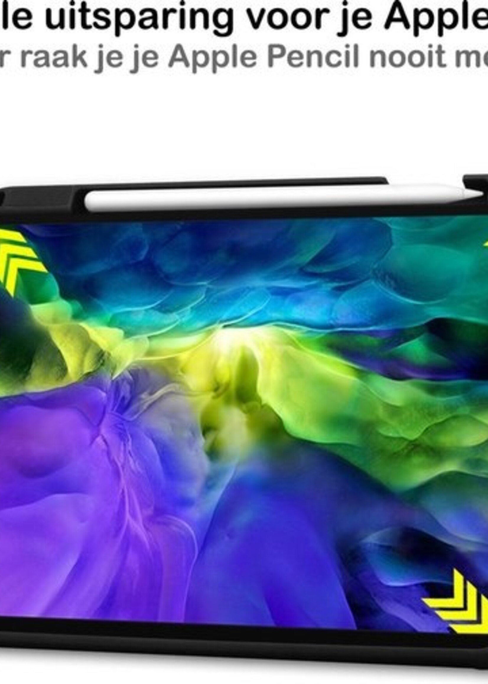 BTH Hoes Geschikt voor iPad Pro 2020 (11 inch) Hoes Book Case Hoesje Trifold Cover Met Uitsparing Geschikt voor Apple Pencil Met Screenprotector - Hoesje Geschikt voor iPad Pro 11 inch (2020) Hoesje Bookcase - Rood