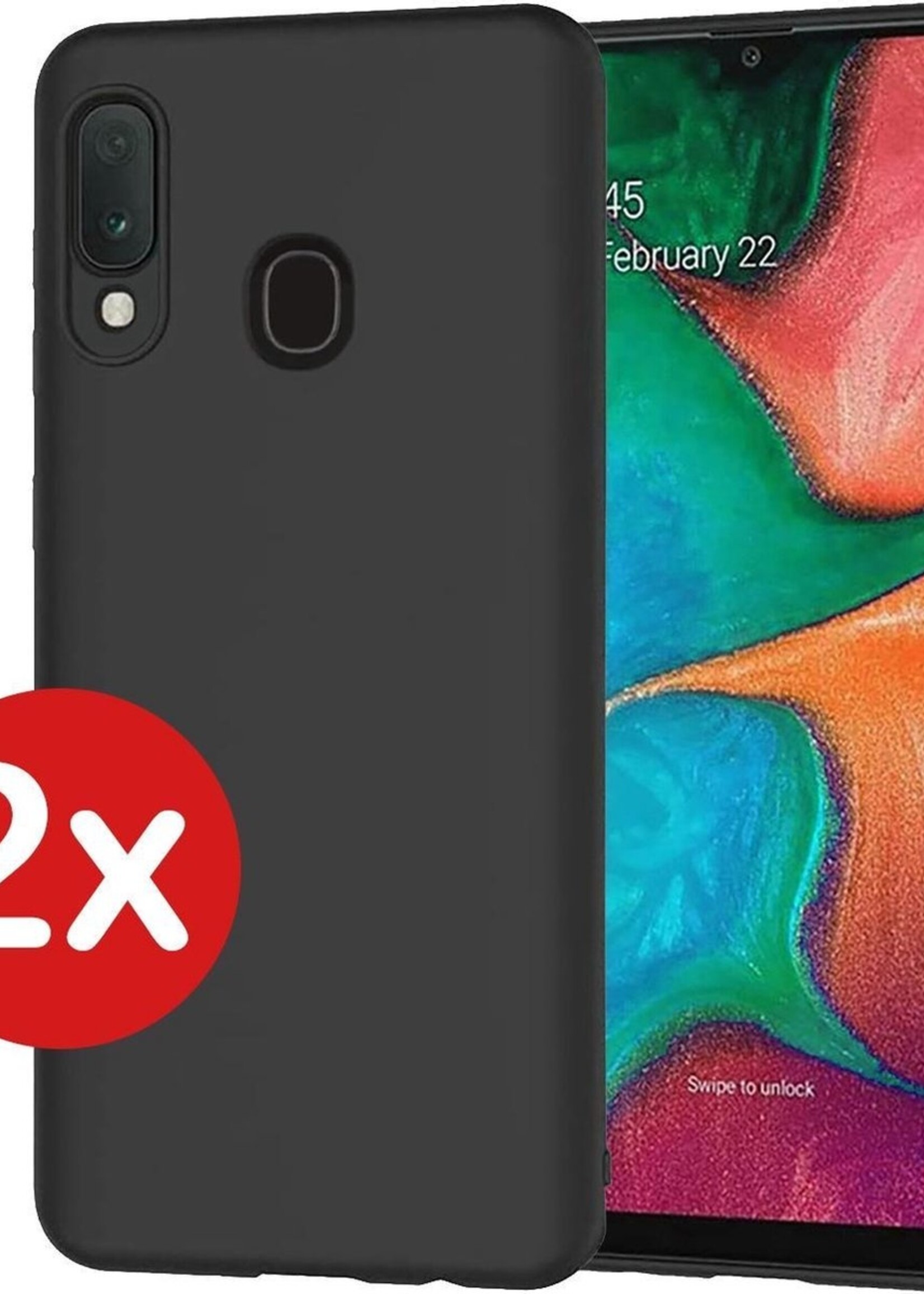BTH Hoesje Geschikt voor Samsung A20e Hoesje Siliconen Case Hoes - Hoes Geschikt voor Samsung Galaxy A20e Hoes Cover Case - Zwart - 2 PACK