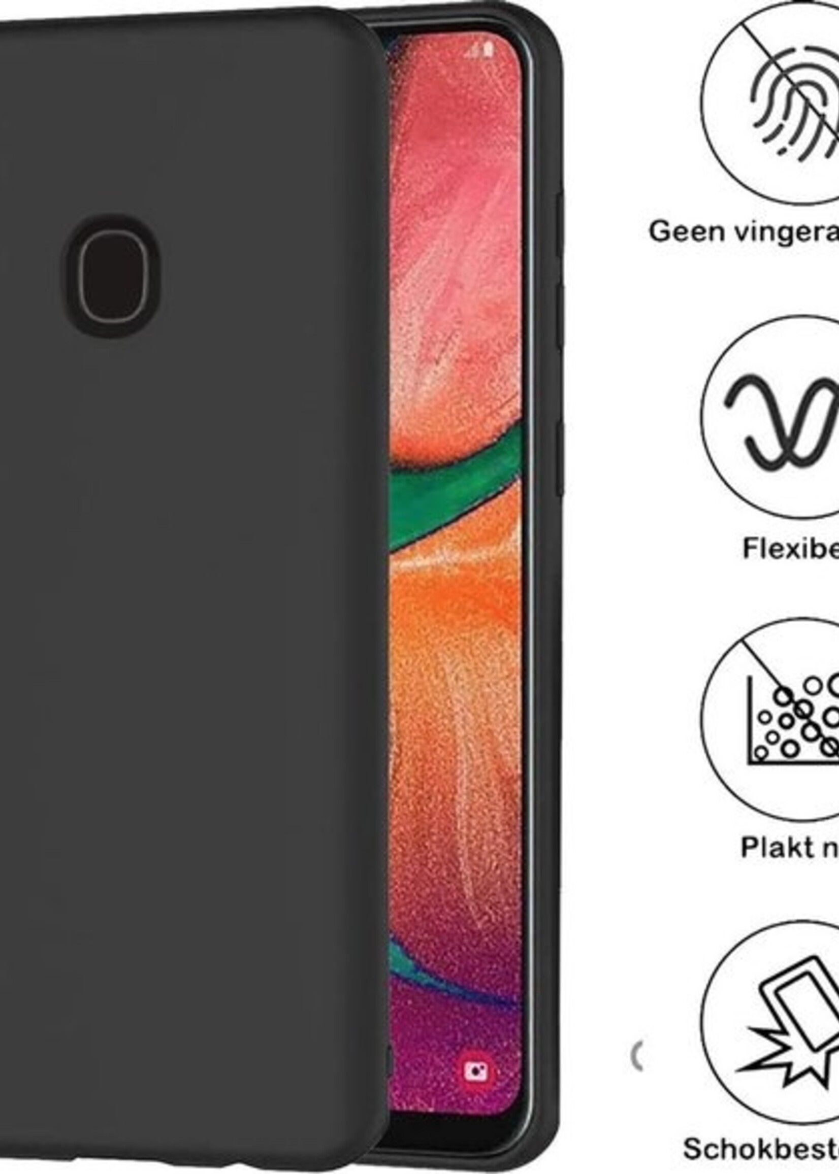 BTH Hoesje Geschikt voor Samsung A20e Hoesje Siliconen Case Hoes - Hoes Geschikt voor Samsung Galaxy A20e Hoes Cover Case - Zwart - 2 PACK