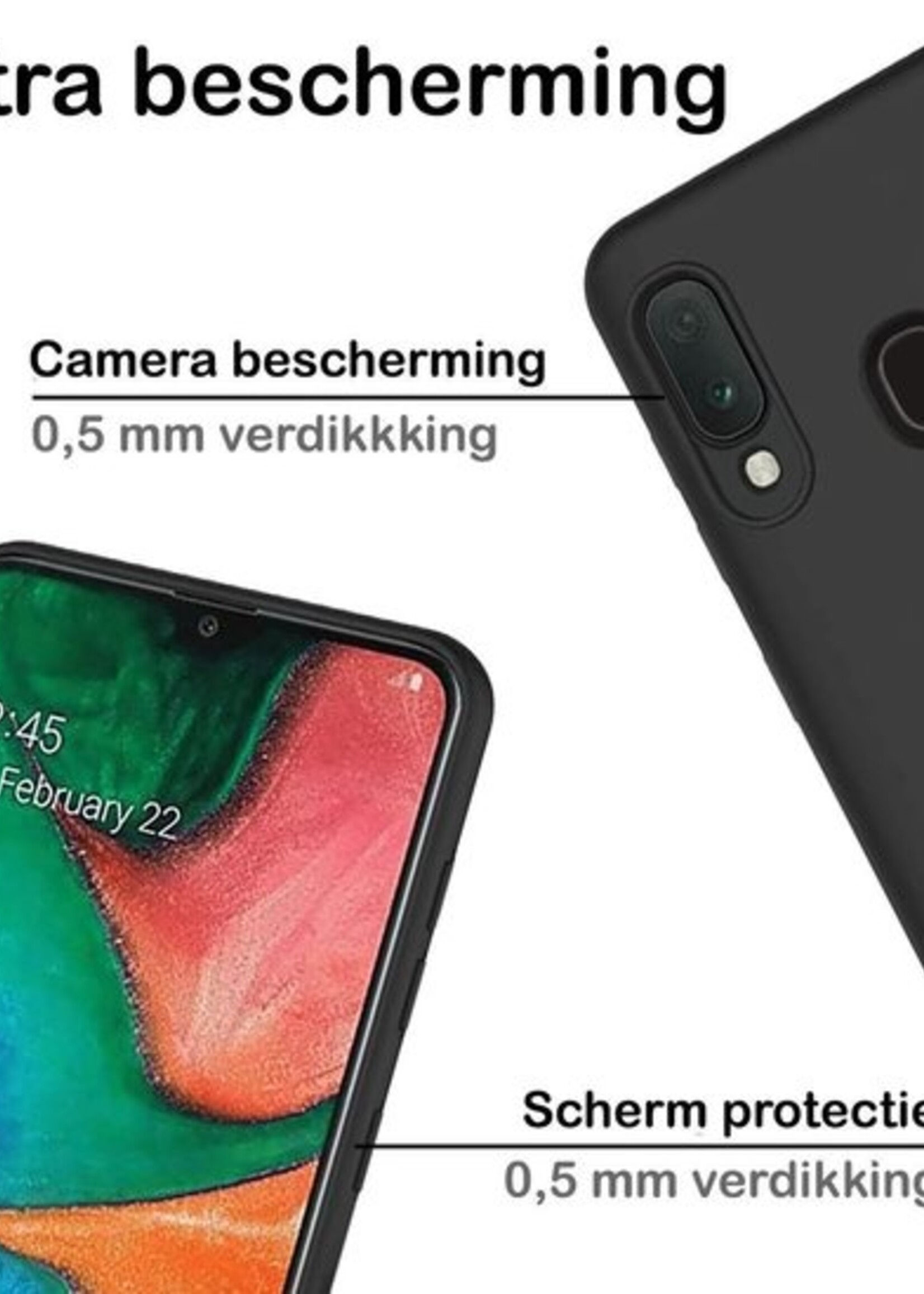 BTH Hoesje Geschikt voor Samsung A20e Hoesje Siliconen Case Hoes - Hoes Geschikt voor Samsung Galaxy A20e Hoes Cover Case - Zwart - 2 PACK