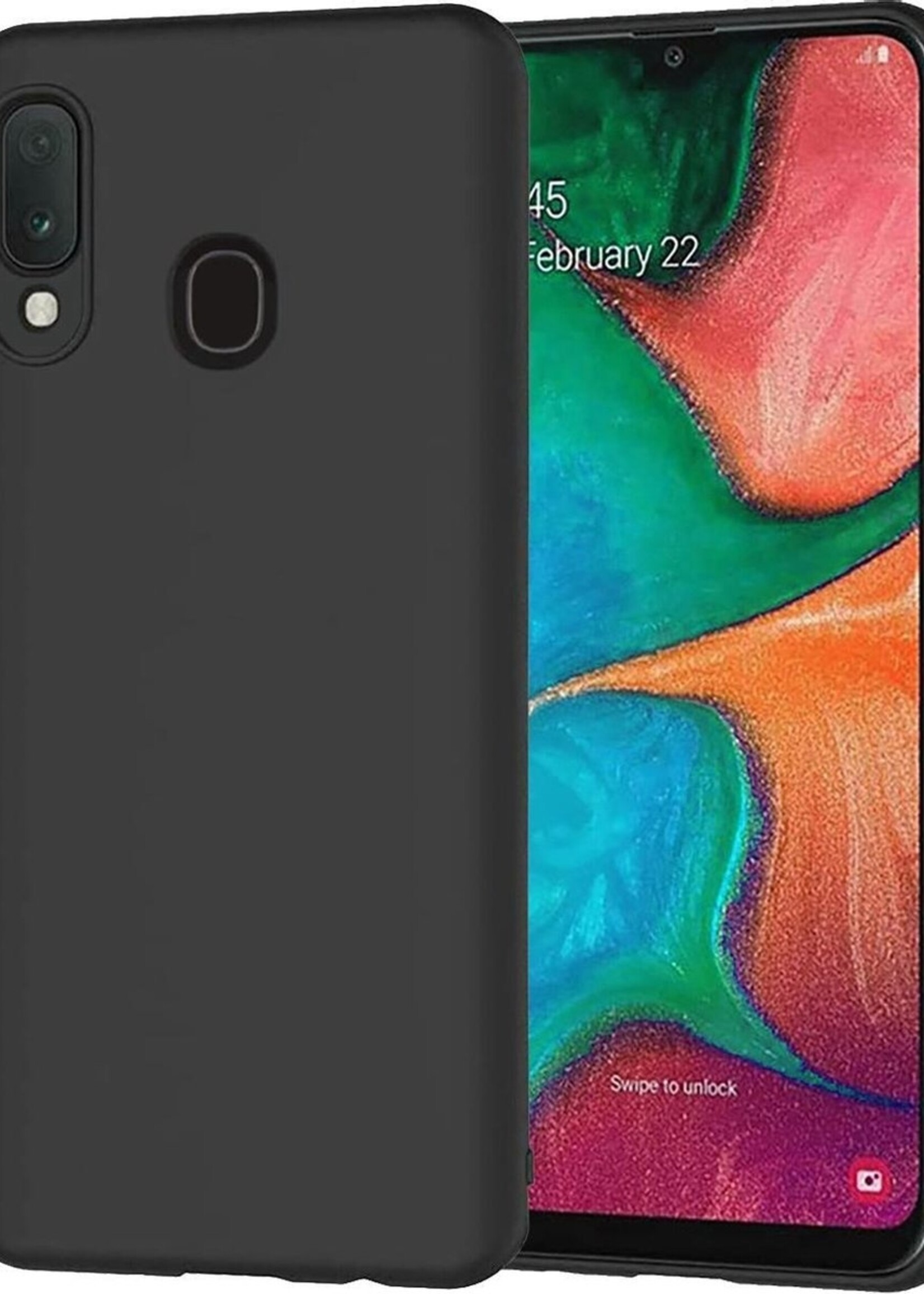 BTH Hoesje Geschikt voor Samsung A20e Hoesje Siliconen Case Hoes - Hoes Geschikt voor Samsung Galaxy A20e Hoes Cover Case - Zwart