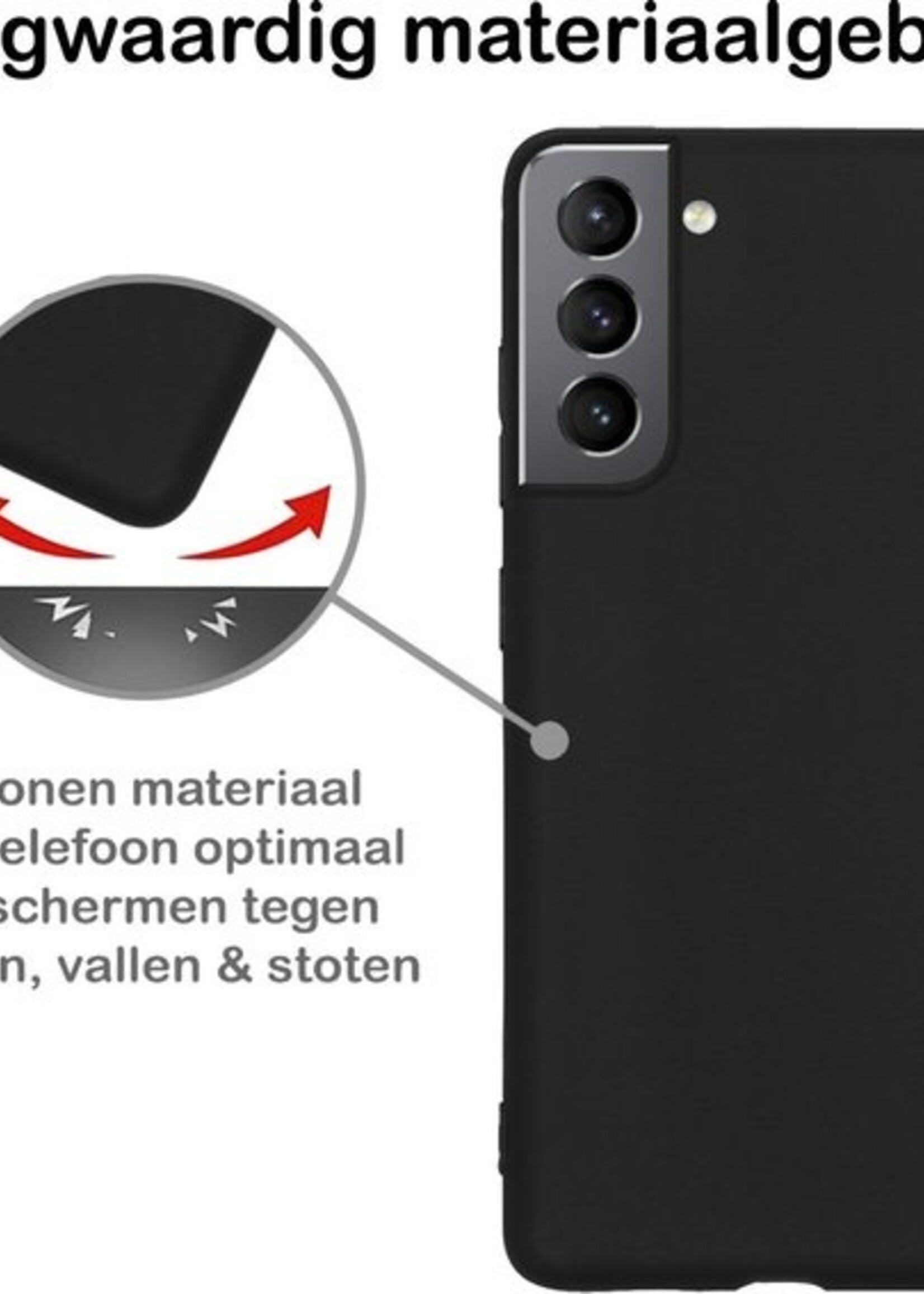BTH Hoesje Geschikt voor Samsung S21 Hoesje Siliconen Case Hoes - Hoes Geschikt voor Samsung Galaxy S21 Hoes Cover Case - Zwart