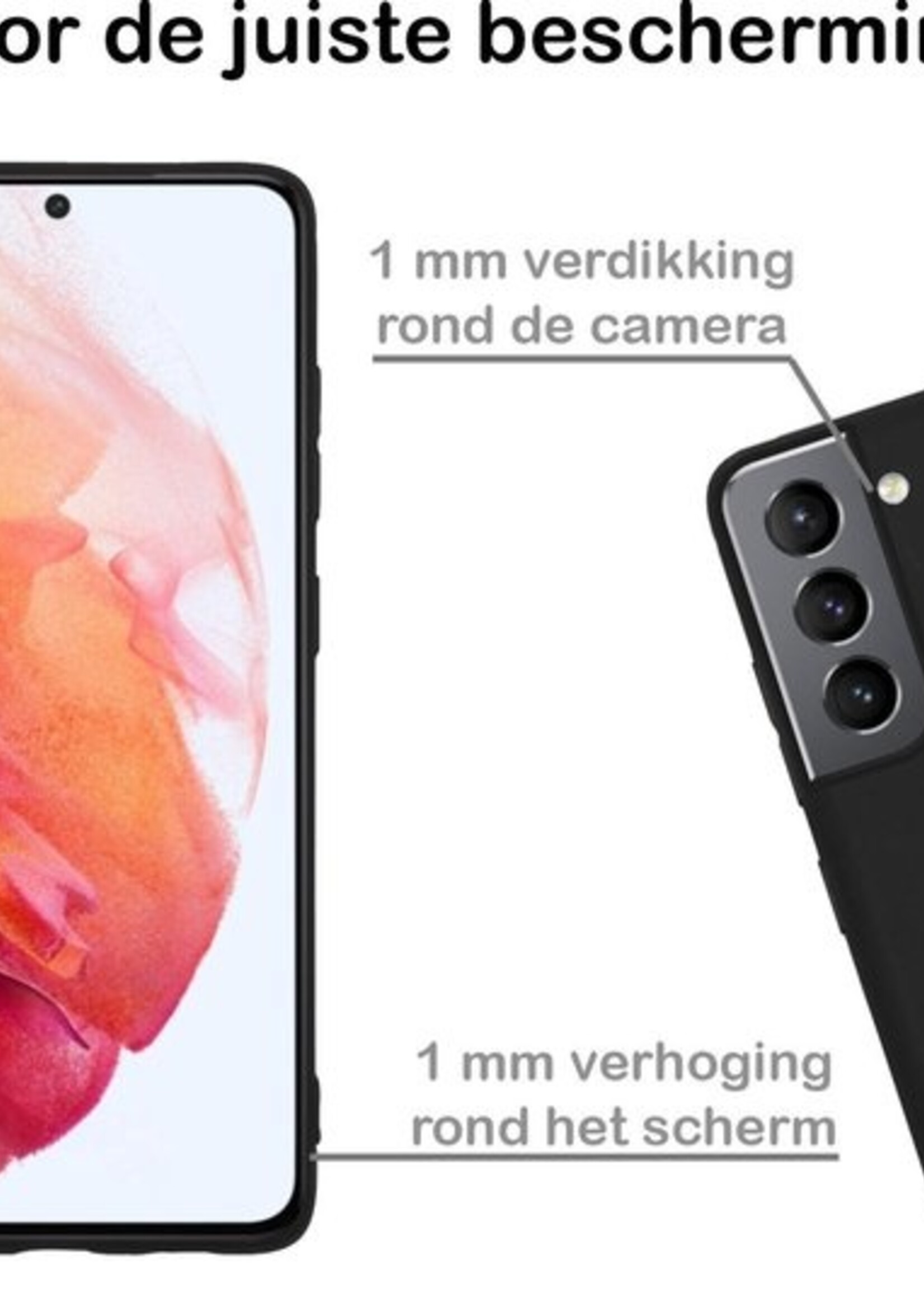BTH Hoesje Geschikt voor Samsung S21 Hoesje Siliconen Case Hoes - Hoes Geschikt voor Samsung Galaxy S21 Hoes Cover Case - Zwart