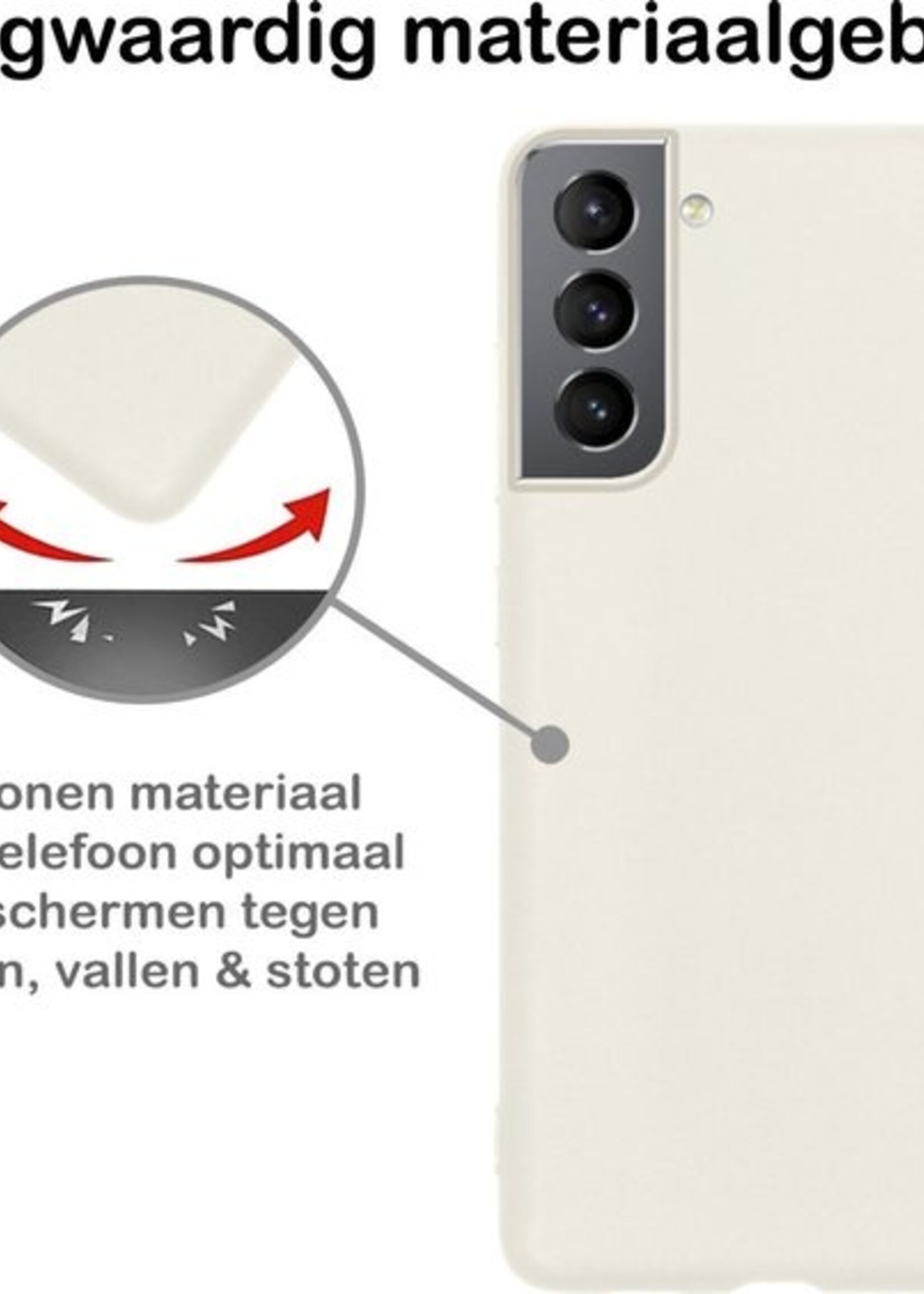 BTH Hoesje Geschikt voor Samsung S21 Hoesje Siliconen Case Hoes - Hoes Geschikt voor Samsung Galaxy S21 Hoes Cover Case - Wit