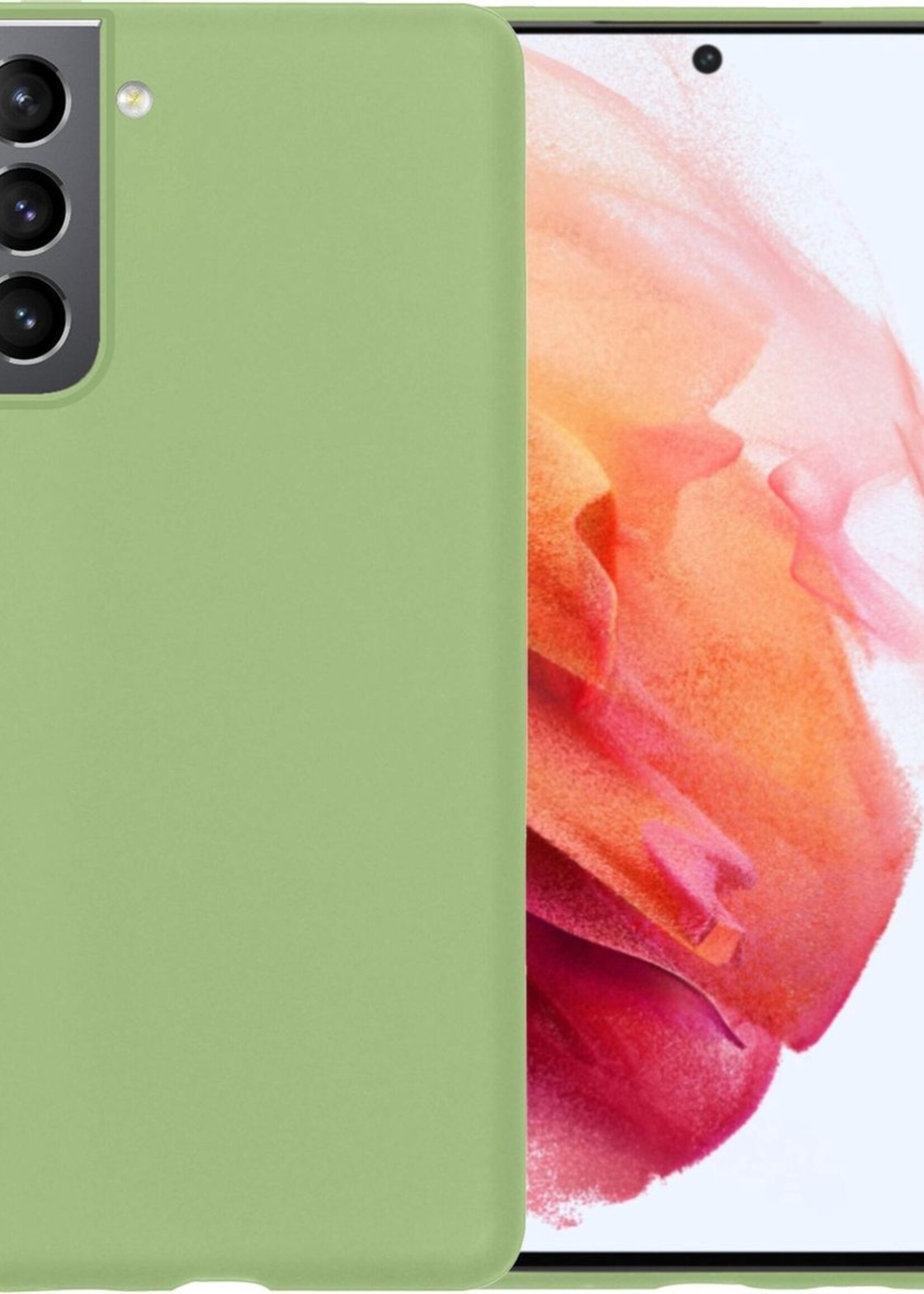 BTH Hoesje Geschikt voor Samsung S21 Hoesje Siliconen Case Hoes - Hoes Geschikt voor Samsung Galaxy S21 Hoes Cover Case - Groen
