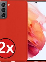 BTH BTH 2 PACK - Samsung Galaxy S21 hoesje siliconen - Rood