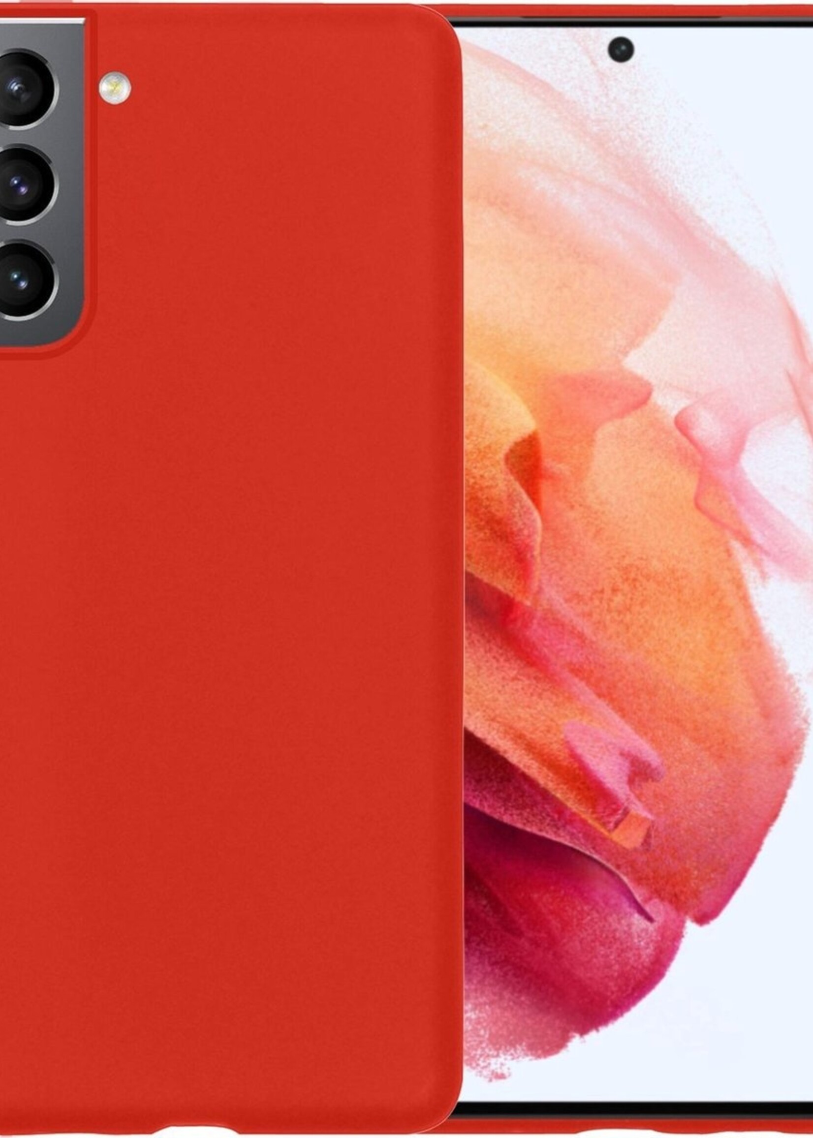 BTH Hoesje Geschikt voor Samsung S21 Plus Hoesje Siliconen Case Hoes - Hoes Geschikt voor Samsung Galaxy S21 Plus Hoes Cover Case - Rood