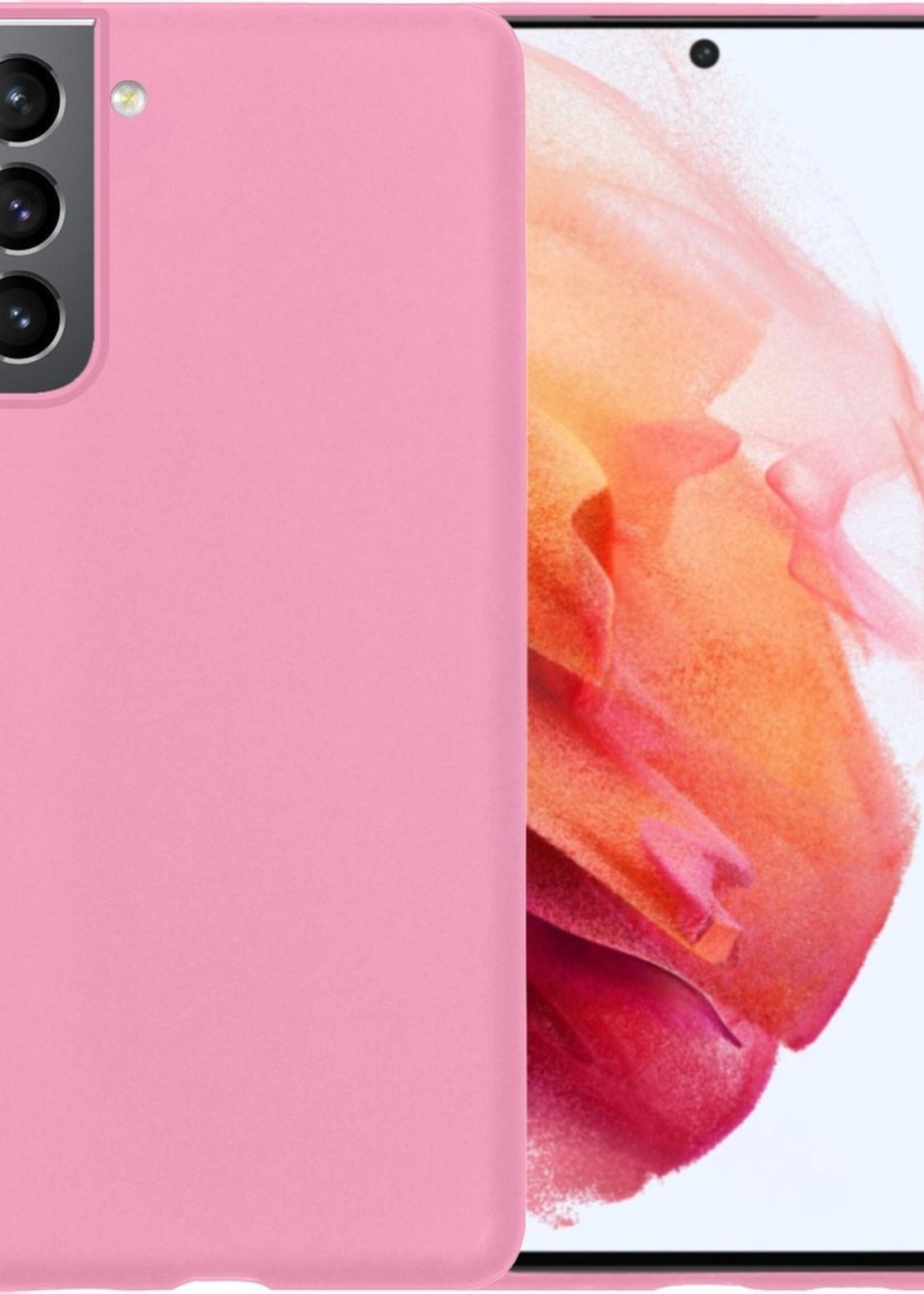 BTH Hoesje Geschikt voor Samsung S21 Plus Hoesje Siliconen Case Hoes - Hoes Geschikt voor Samsung Galaxy S21 Plus Hoes Cover Case - Roze