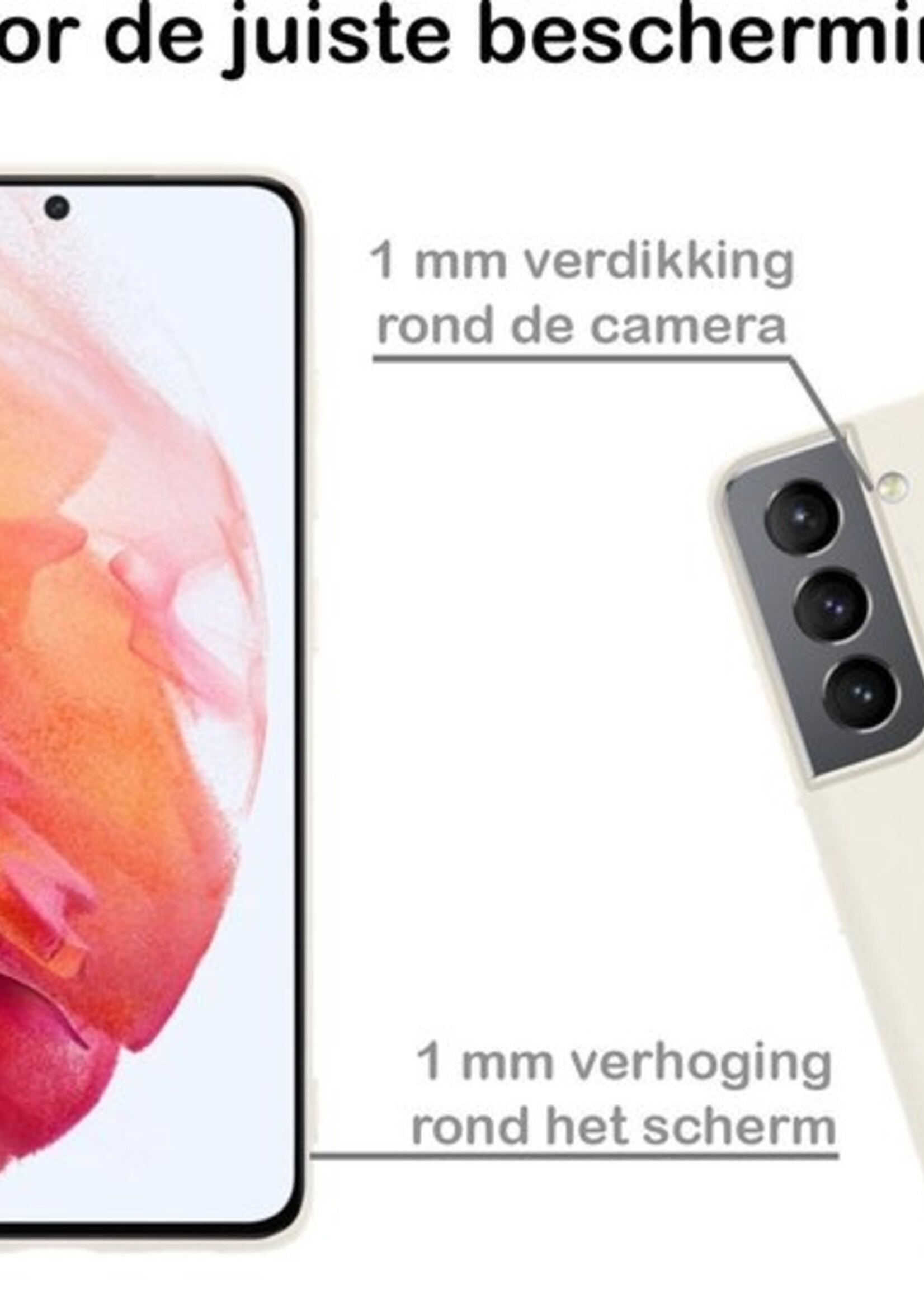 BTH Hoesje Geschikt voor Samsung S21 Plus Hoesje Siliconen Case Hoes - Hoes Geschikt voor Samsung Galaxy S21 Plus Hoes Cover Case - Wit - 2 PACK