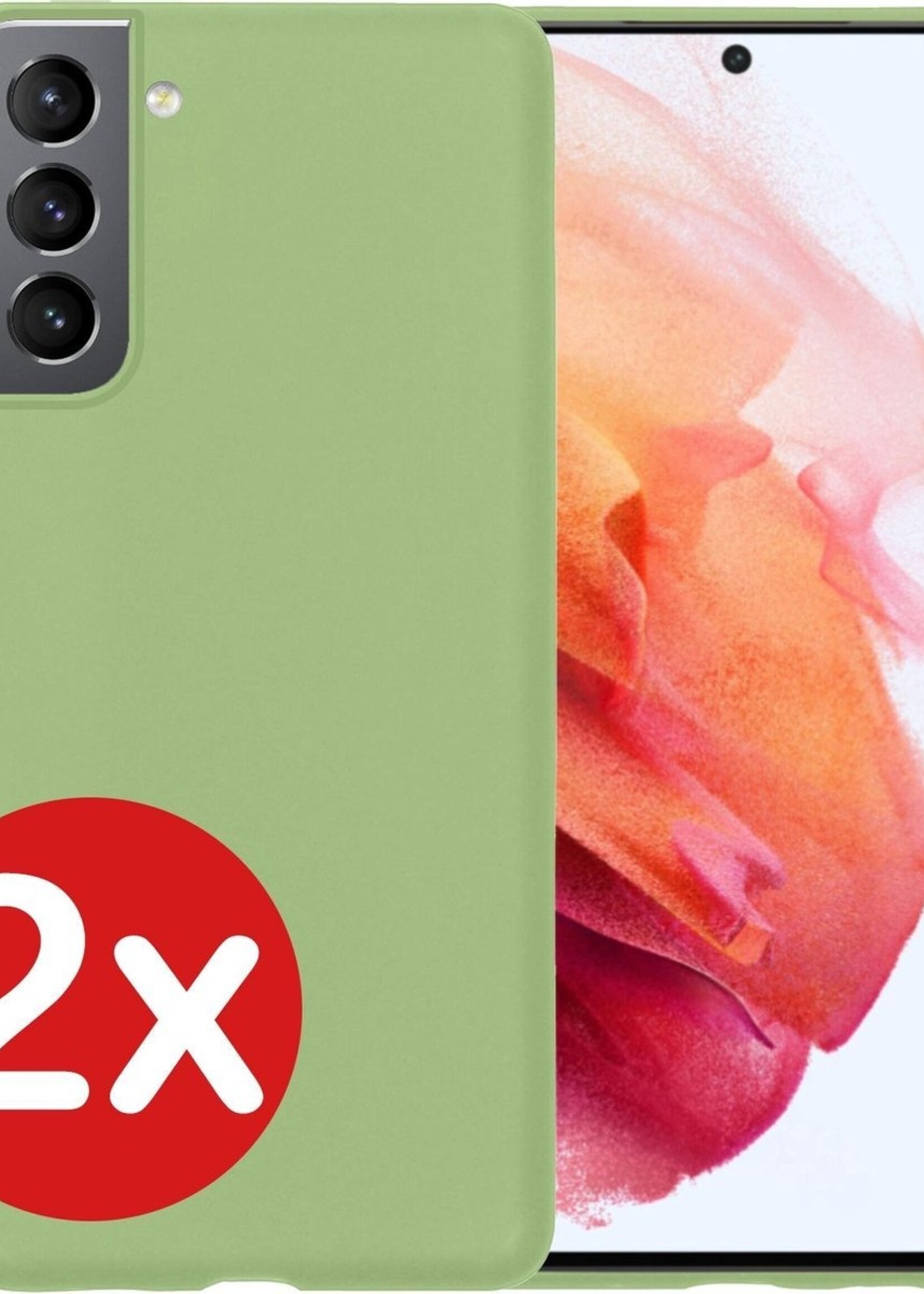 BTH Hoesje Geschikt voor Samsung S21 Plus Hoesje Siliconen Case Hoes - Hoes Geschikt voor Samsung Galaxy S21 Plus Hoes Cover Case - Groen - 2 PACK
