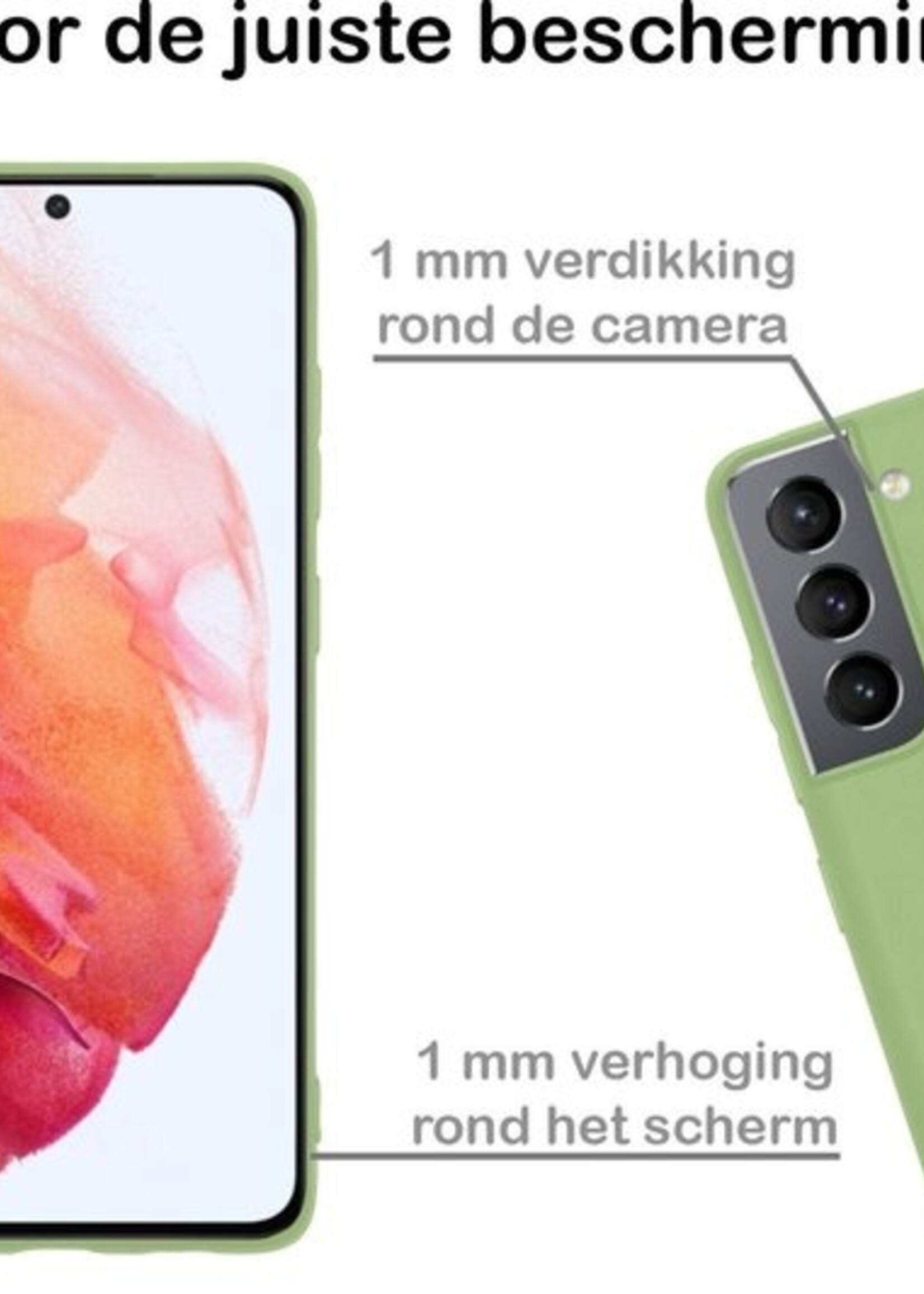 BTH Hoesje Geschikt voor Samsung S21 Plus Hoesje Siliconen Case Hoes - Hoes Geschikt voor Samsung Galaxy S21 Plus Hoes Cover Case - Groen - 2 PACK