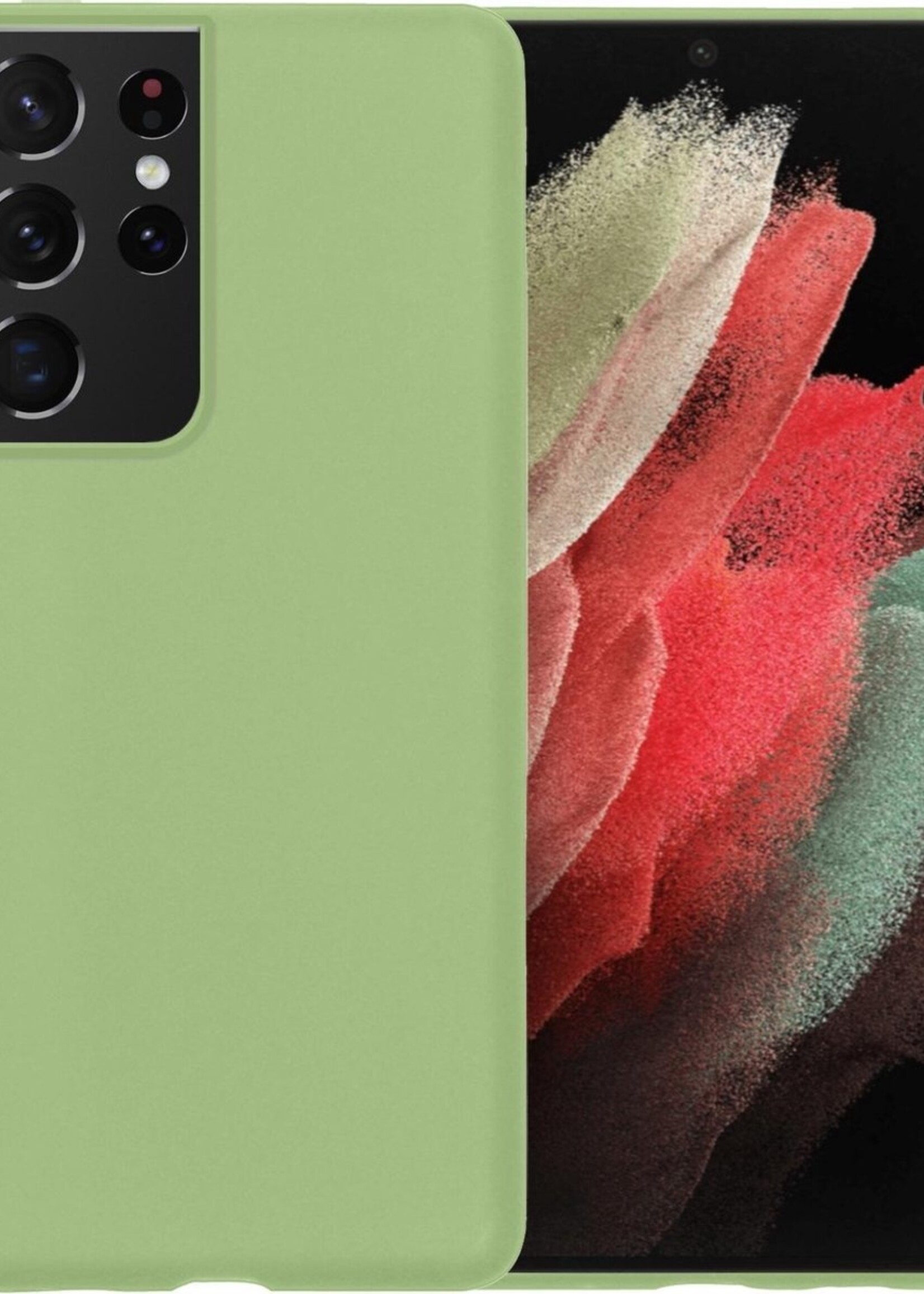 BTH Hoesje Geschikt voor Samsung S21 Ultra Hoesje Siliconen Case Hoes - Hoes Geschikt voor Samsung Galaxy S21 Ultra Hoes Cover Case - Groen