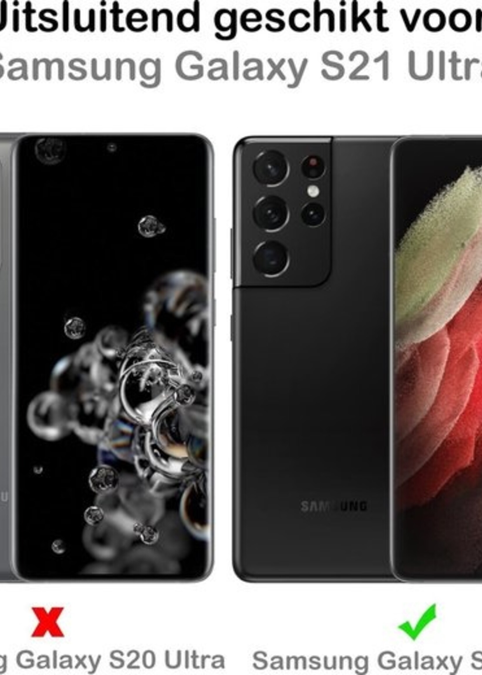 BTH Hoesje Geschikt voor Samsung S21 Ultra Hoesje Siliconen Case Hoes - Hoes Geschikt voor Samsung Galaxy S21 Ultra Hoes Cover Case - Rood - 2 PACK