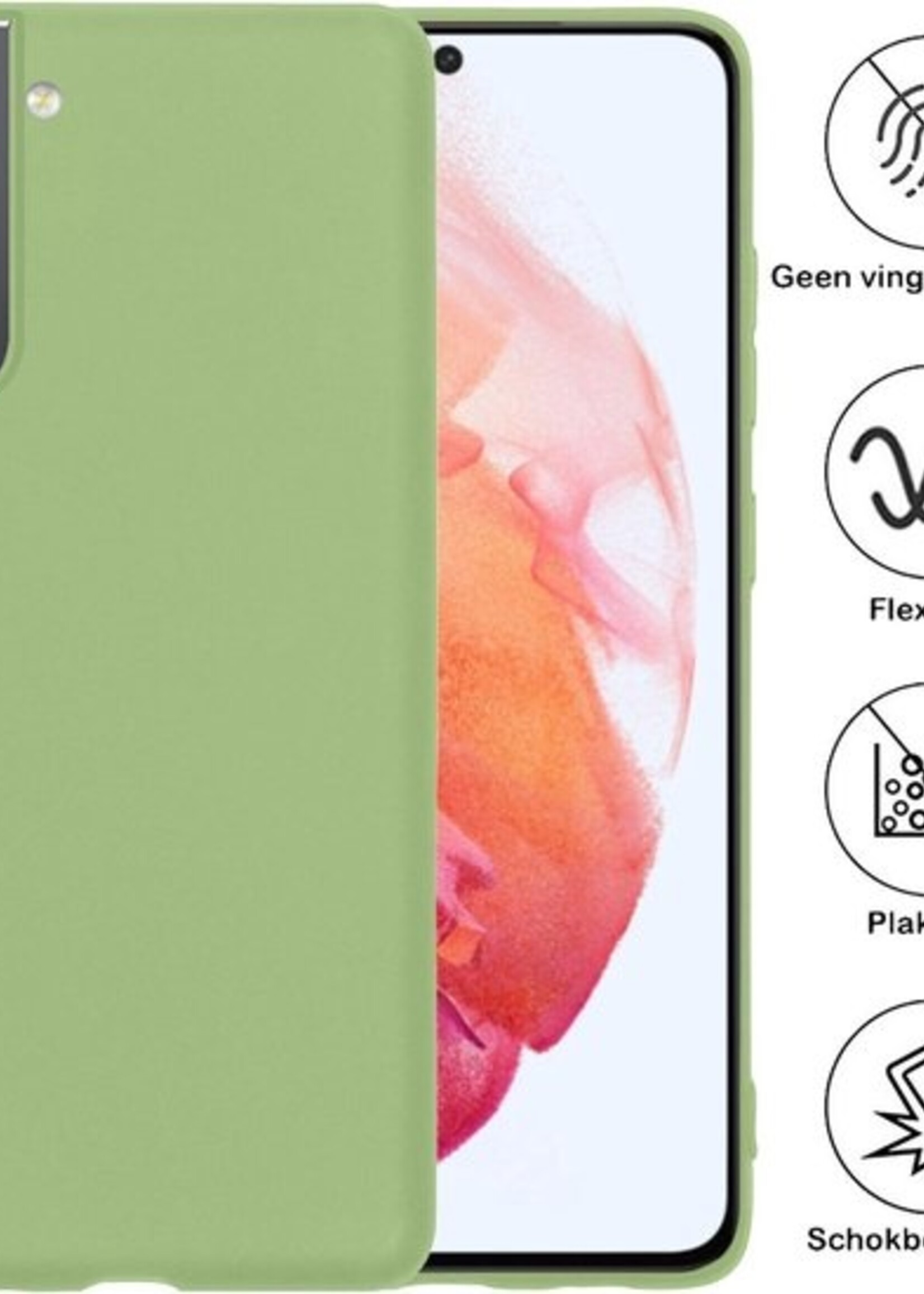 BTH Hoesje Geschikt voor Samsung S21 Hoesje Siliconen Case Hoes Met Screenprotector - Hoes Geschikt voor Samsung Galaxy S21 Hoes Cover Case - Groen