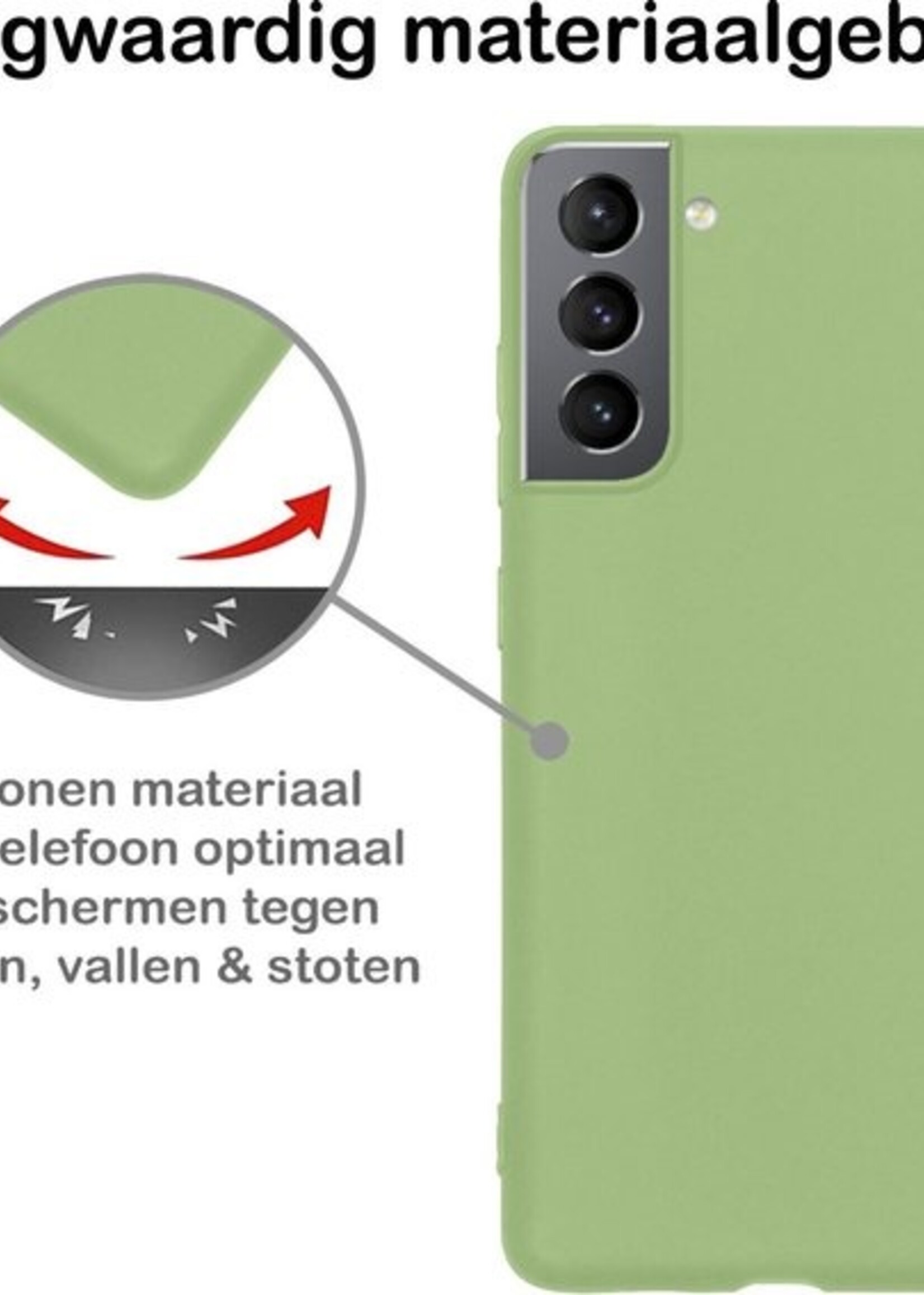 BTH Hoesje Geschikt voor Samsung S21 Hoesje Siliconen Case Hoes Met Screenprotector - Hoes Geschikt voor Samsung Galaxy S21 Hoes Cover Case - Groen