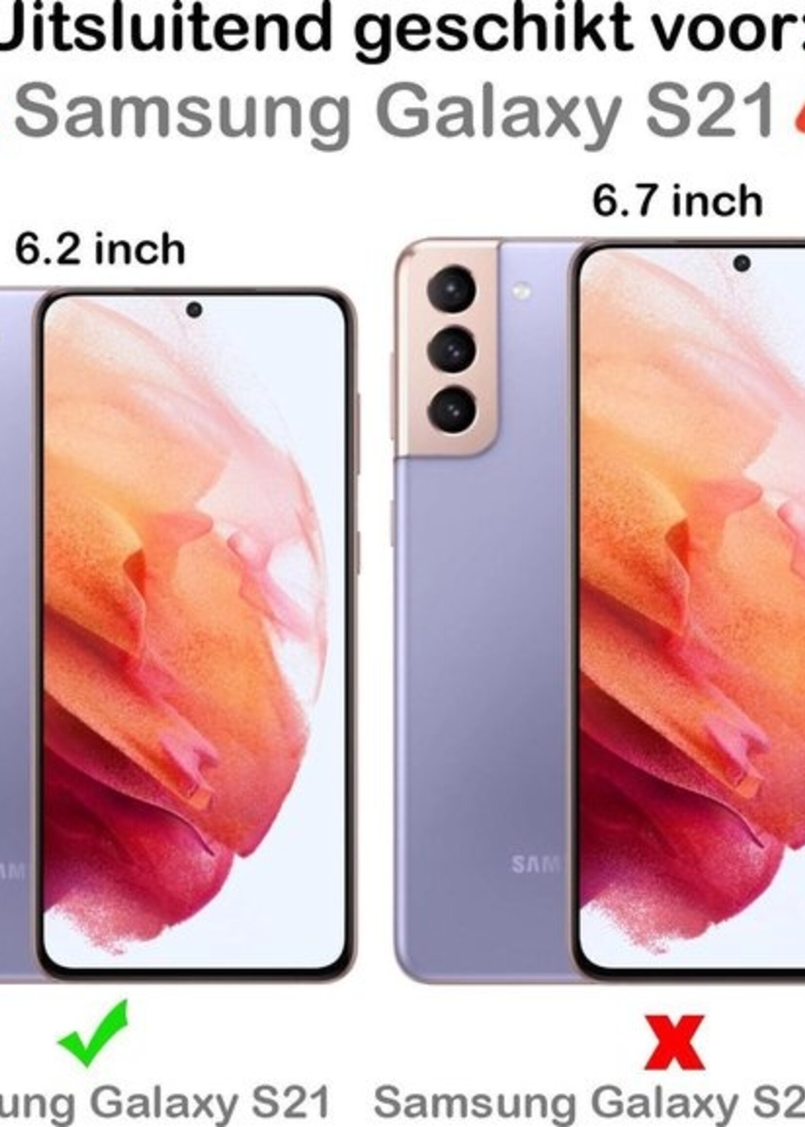 BTH Hoesje Geschikt voor Samsung S21 Hoesje Siliconen Case Hoes Met 2x Screenprotector - Hoes Geschikt voor Samsung Galaxy S21 Hoes Cover Case - Wit