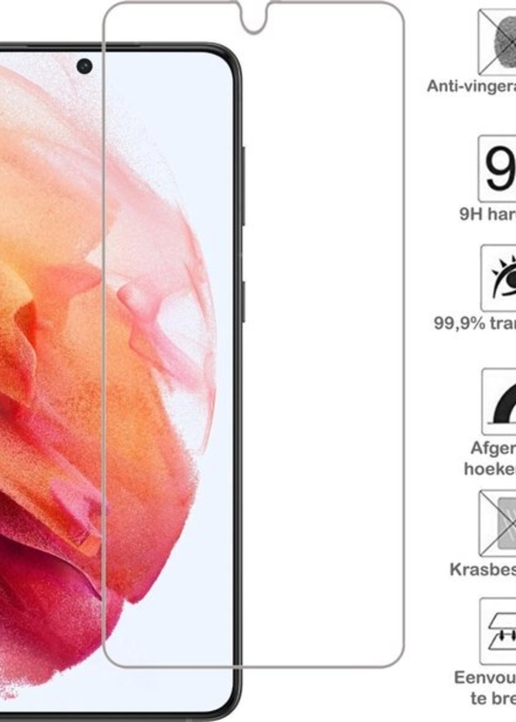 BTH Hoesje Geschikt voor Samsung S21 Hoesje Siliconen Case Hoes Met 2x Screenprotector - Hoes Geschikt voor Samsung Galaxy S21 Hoes Cover Case - Wit