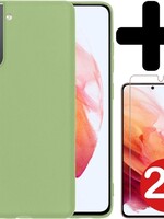 BTH BTH Samsung Galaxy S21 hoesje siliconen groen met 2x screenprotector