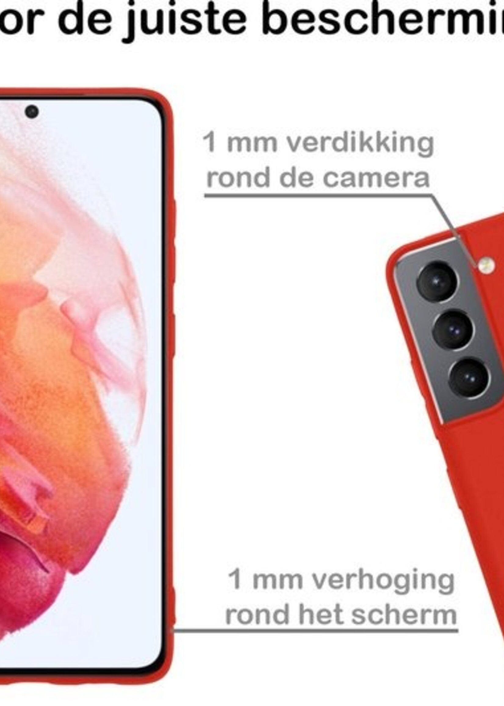 BTH Hoesje Geschikt voor Samsung S21 Plus Hoesje Siliconen Case Hoes Met Screenprotector - Hoes Geschikt voor Samsung Galaxy S21 Plus Hoes Cover Case - Rood