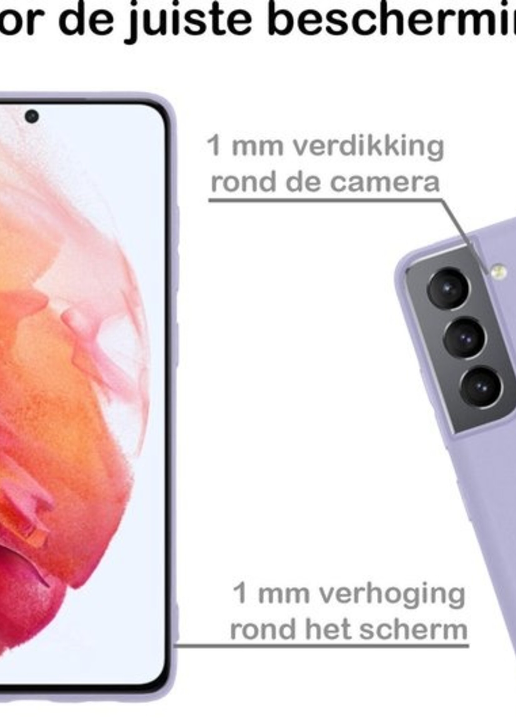 BTH Hoesje Geschikt voor Samsung S21 Plus Hoesje Siliconen Case Hoes Met Screenprotector - Hoes Geschikt voor Samsung Galaxy S21 Plus Hoes Cover Case - Lila