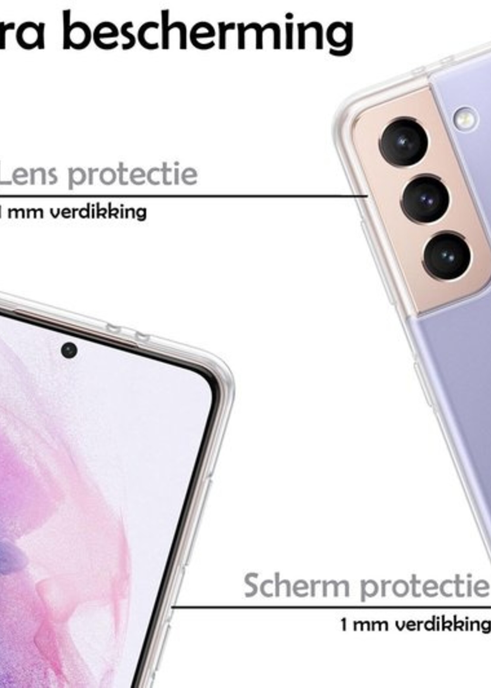 BTH Hoesje Geschikt voor Samsung S21 Plus Hoesje Siliconen Case Hoes Met 2x Screenprotector - Hoes Geschikt voor Samsung Galaxy S21 Plus Hoes Cover Case - Transparant