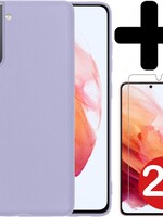 BTH BTH Samsung Galaxy S21 Plus hoesje siliconen lila met 2x screenprotector