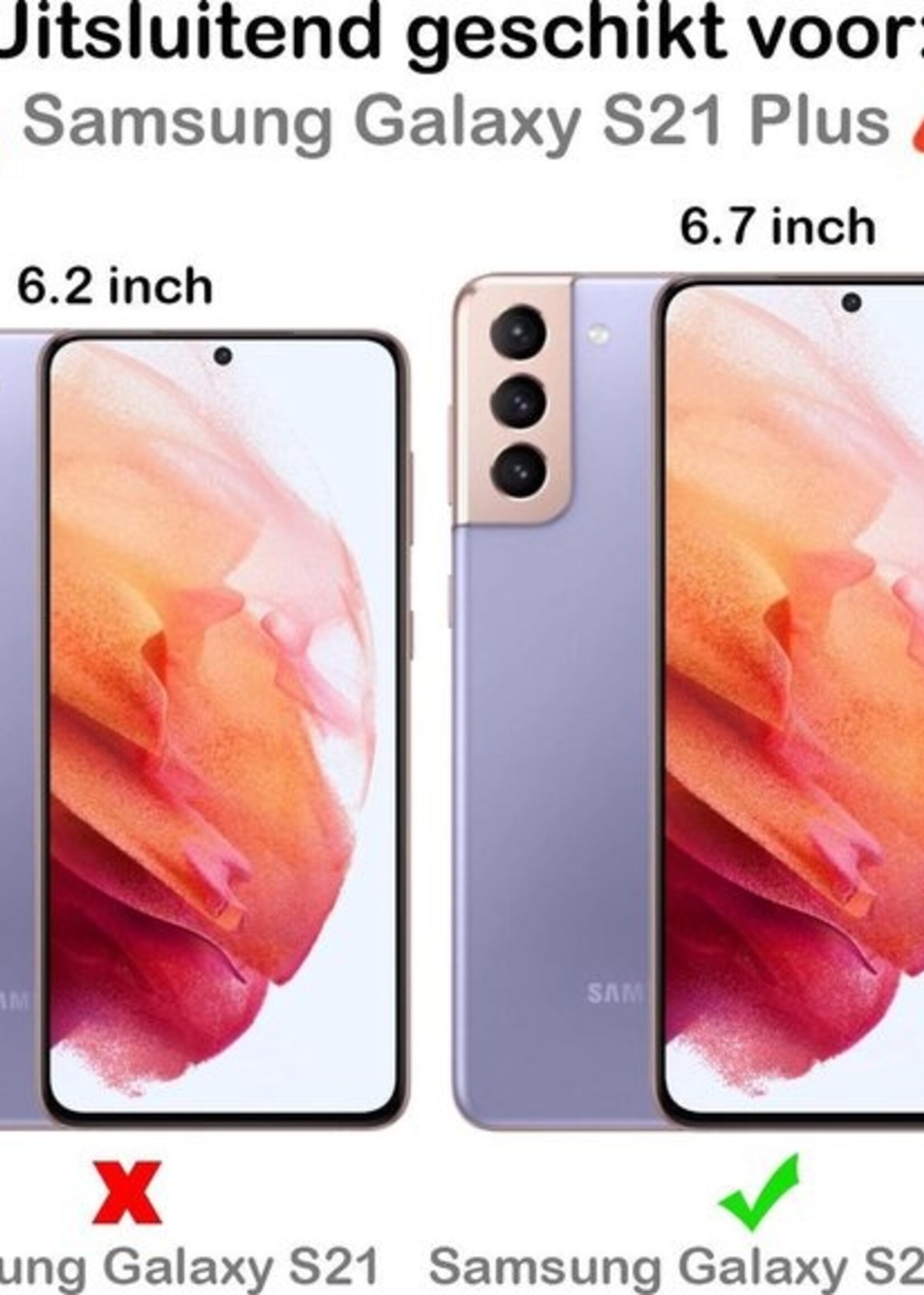 BTH Hoesje Geschikt voor Samsung S21 Plus Hoesje Siliconen Case Hoes Met 2x Screenprotector - Hoes Geschikt voor Samsung Galaxy S21 Plus Hoes Cover Case - Lila