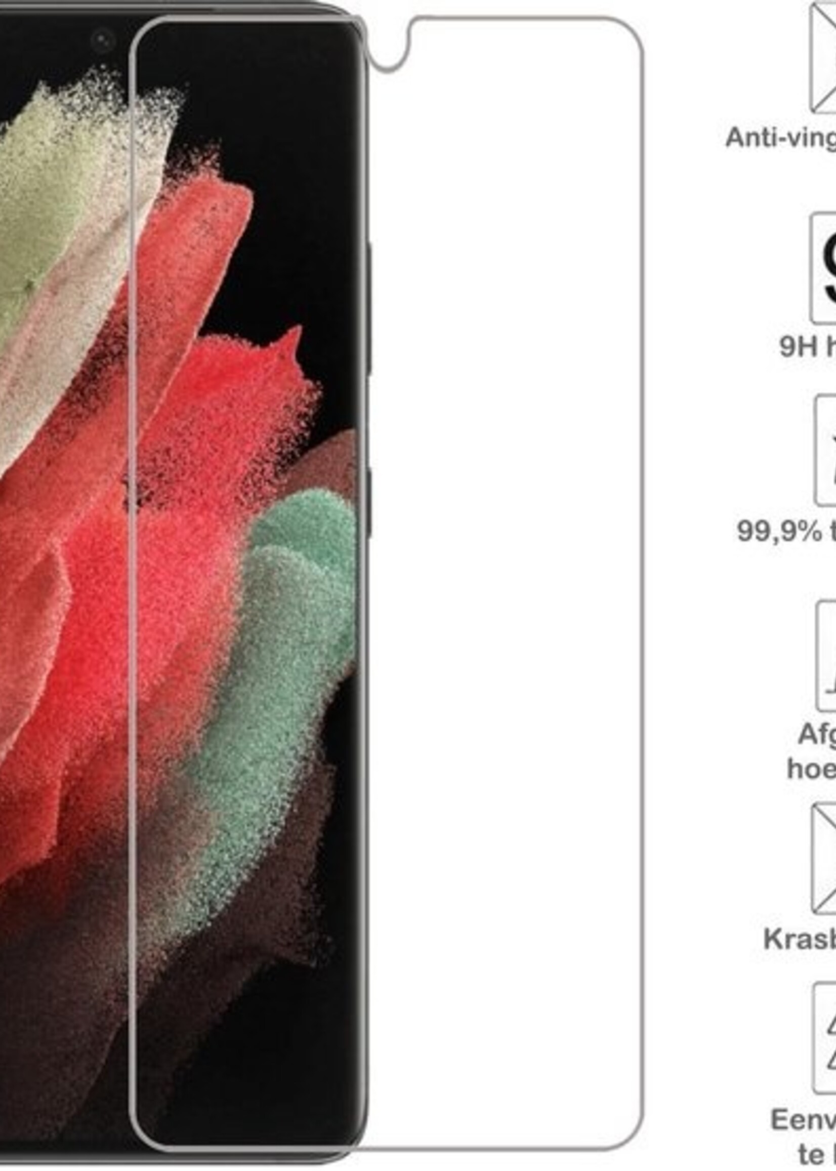 BTH Hoesje Geschikt voor Samsung S21 Ultra Hoesje Siliconen Case Hoes Met Screenprotector - Hoes Geschikt voor Samsung Galaxy S21 Ultra Hoes Cover Case - Zwart