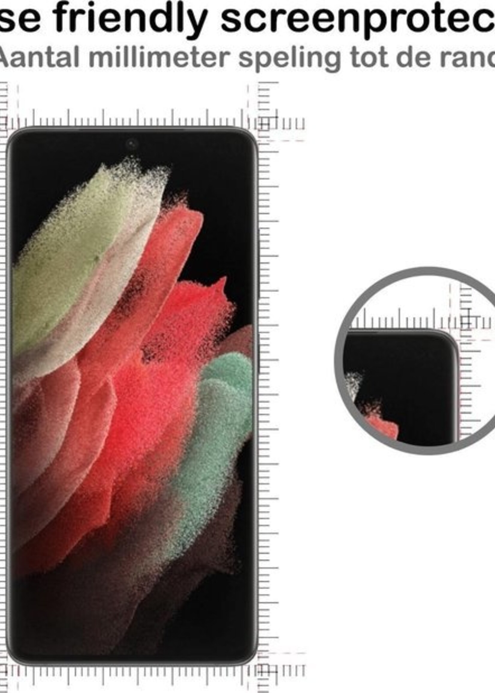 BTH Hoesje Geschikt voor Samsung S21 Ultra Hoesje Siliconen Case Hoes Met Screenprotector - Hoes Geschikt voor Samsung Galaxy S21 Ultra Hoes Cover Case - Zwart