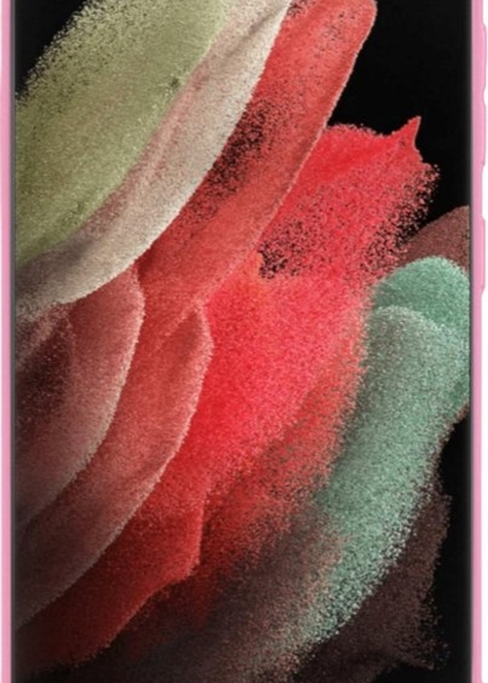 BTH Hoesje Geschikt voor Samsung S21 Ultra Hoesje Siliconen Case Hoes Met Screenprotector - Hoes Geschikt voor Samsung Galaxy S21 Ultra Hoes Cover Case - Lichtroze