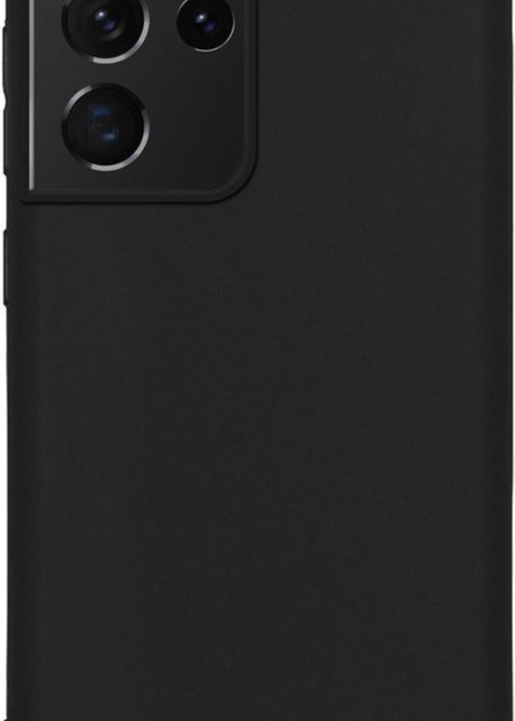 BTH Hoesje Geschikt voor Samsung S21 Ultra Hoesje Siliconen Case Hoes Met 2x Screenprotector - Hoes Geschikt voor Samsung Galaxy S21 Ultra Hoes Cover Case - Zwart